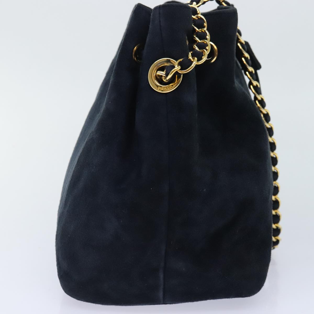 Luxury Prada Chain Shoulder Bag Suede Navy  91603