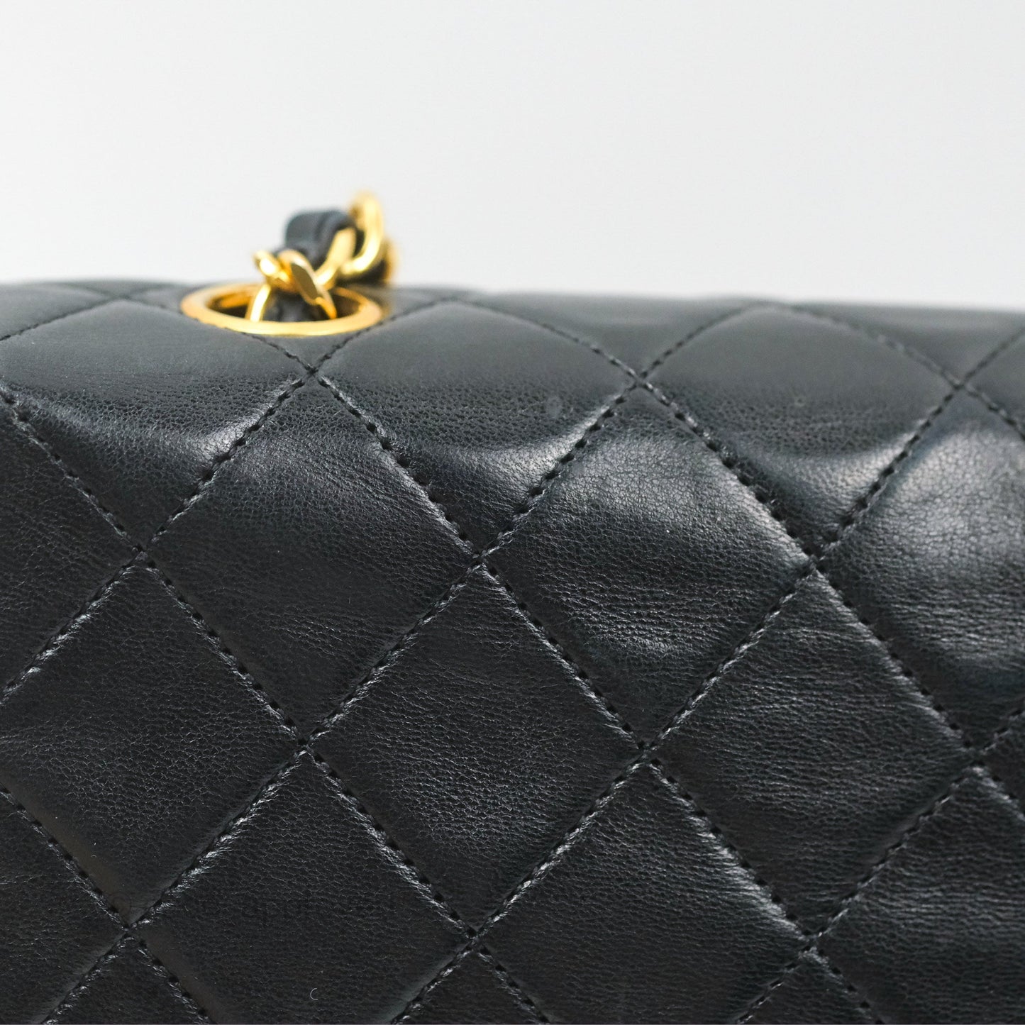 Chanel Vintage Square Flap Bag Black Lambskin 24K Gold Hardware