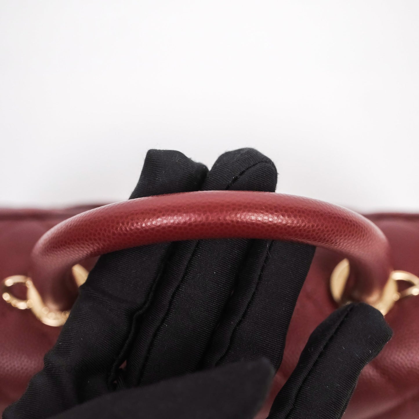 Chanel Small Coco Handle Quilted Red Burgundy Caviar Gold Hardware