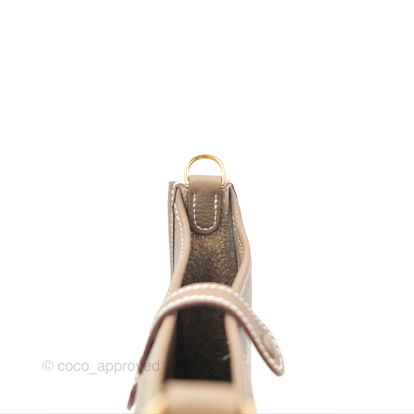 Hermès Mini Evelyne Etoupe Clemence Gold Hardware with Bleu Indigo Strap