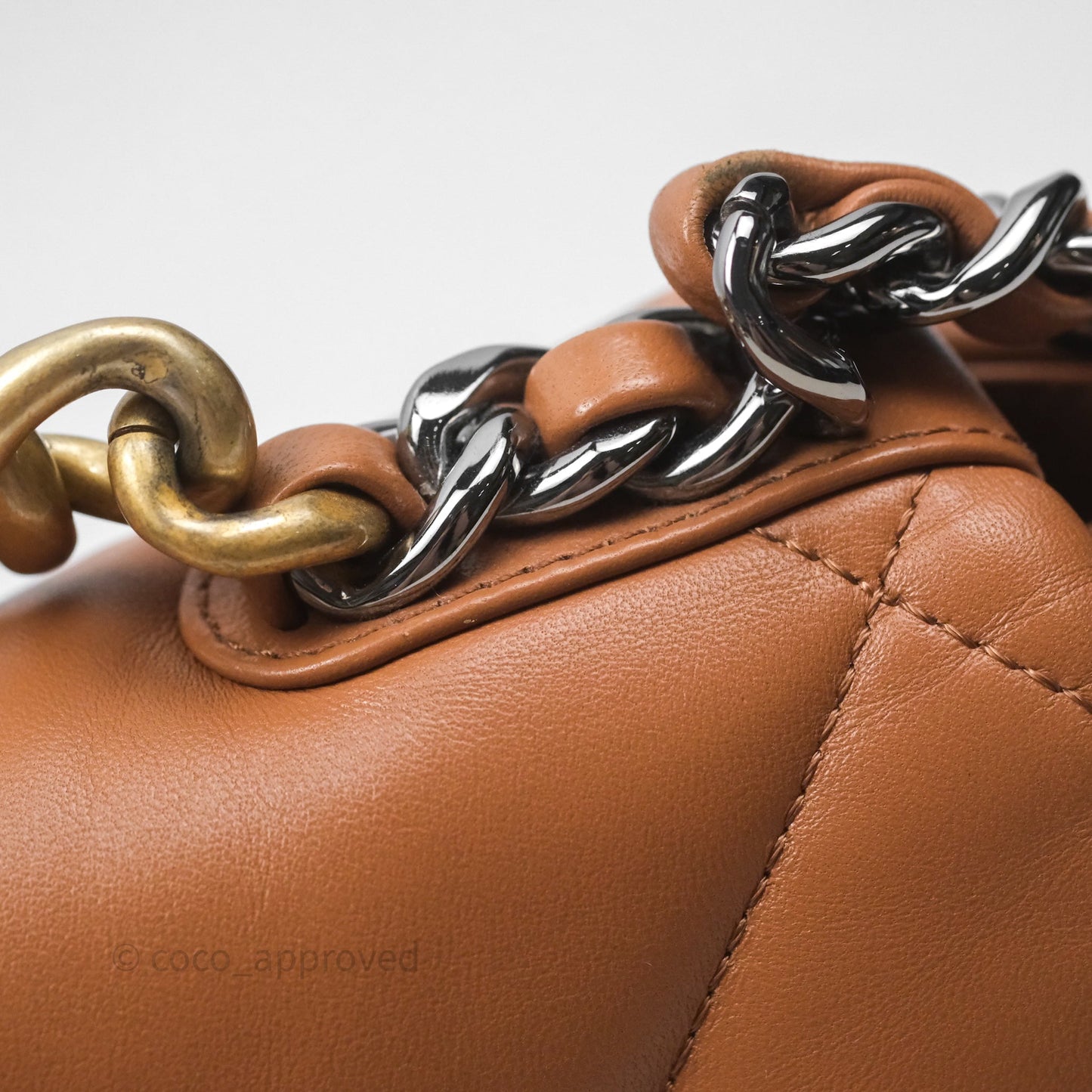 Chanel 19 Small Caramel Dark Beige Brown Mixed Hardware