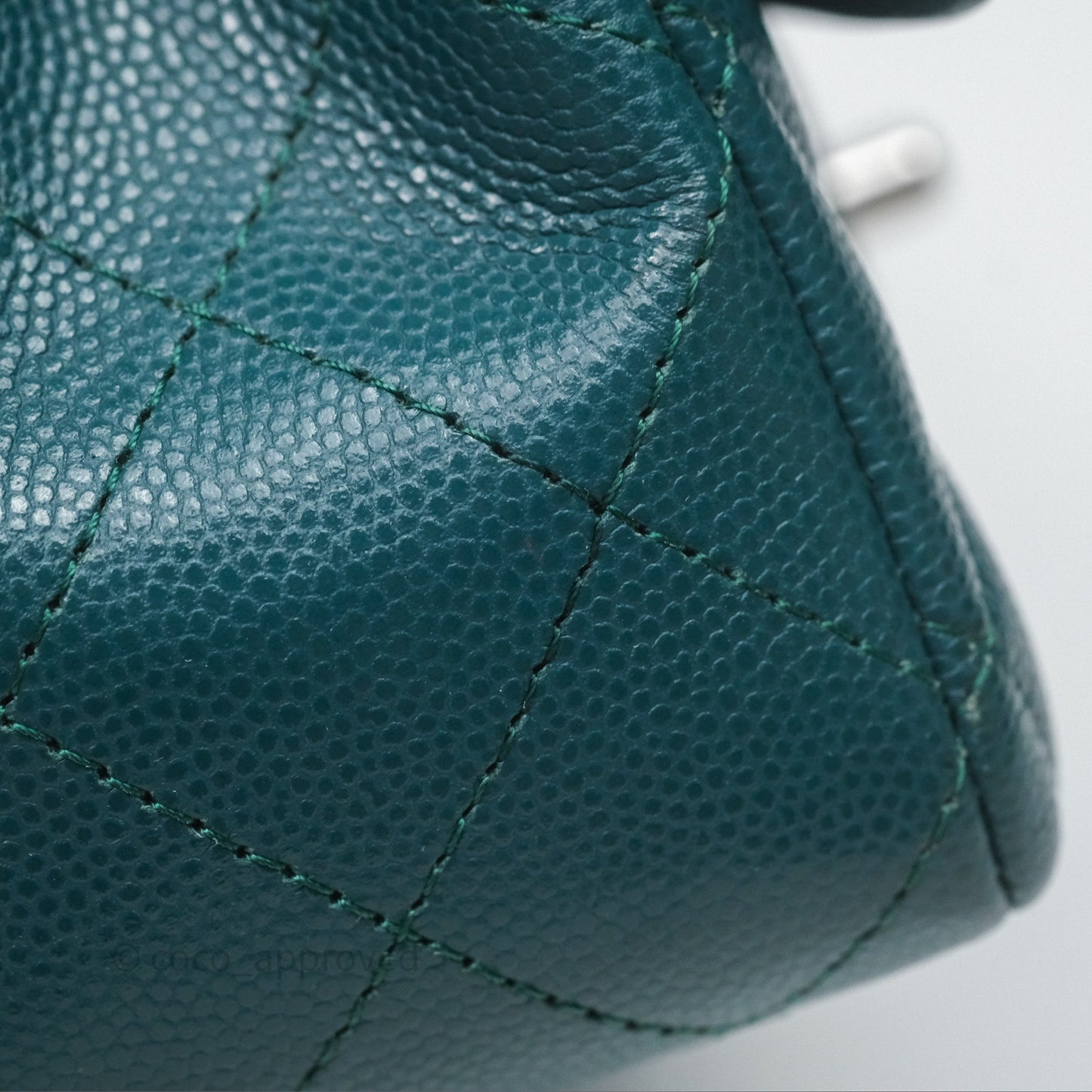 Chanel Quilted Mini Rectangular Green Caviar Silver Hardware