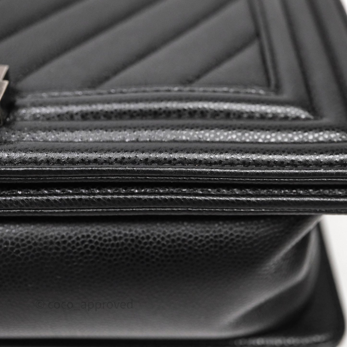 Chanel Medium Boy Chevron Black Caviar Ruthenium Hardware
