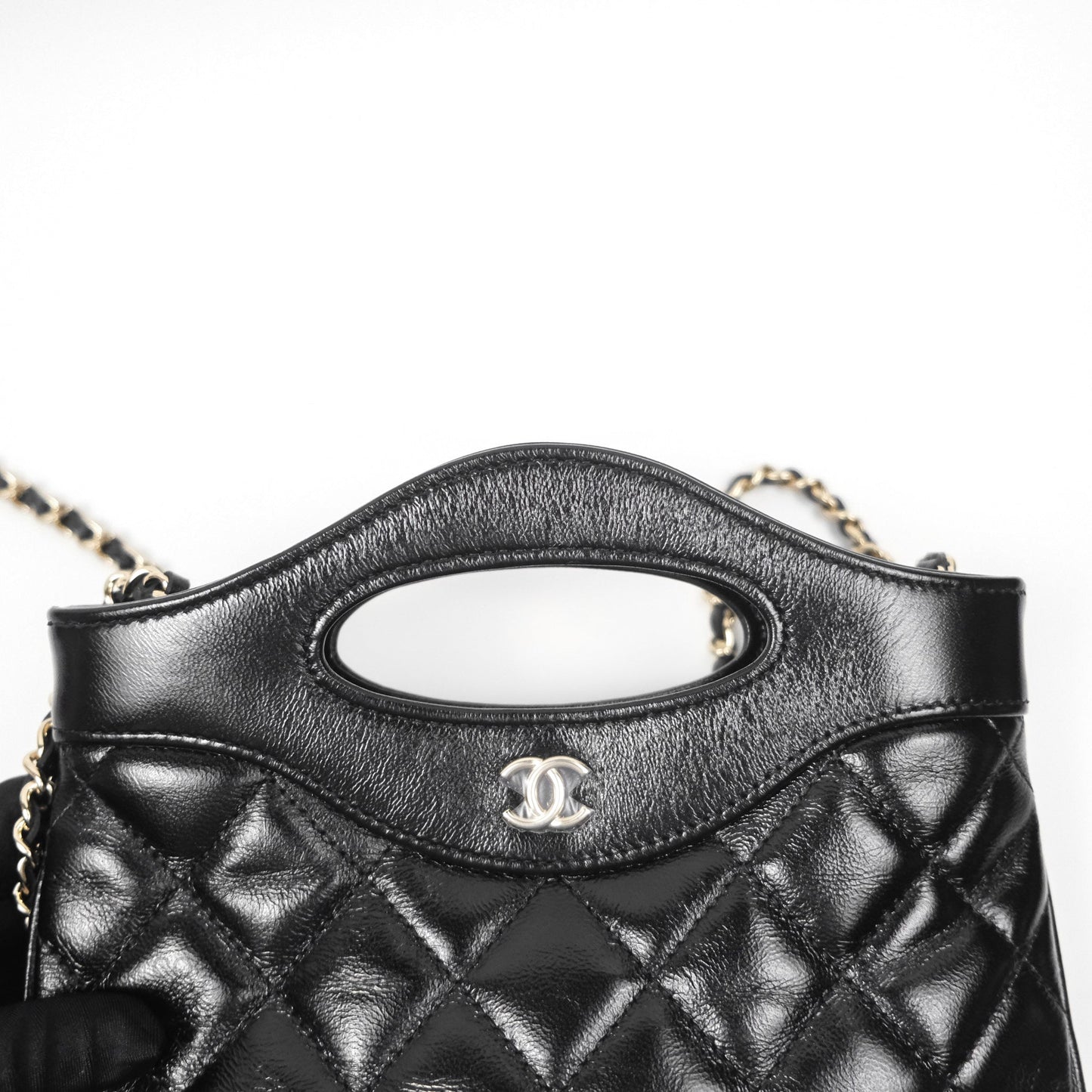 Chanel Nano 31 Black Shiny Lambskin Gold Hardware