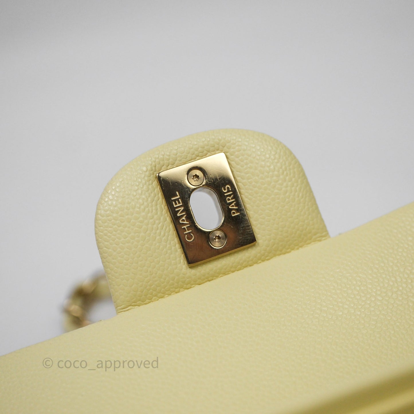 Chanel Small Classic Quilted Flap Yellow Caviar Gold Hardware