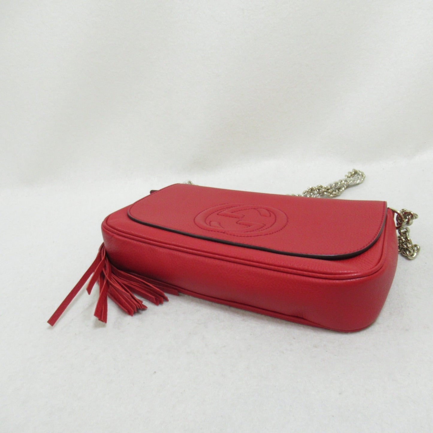 Luxury Gucci Trending 2025 Soho Chain shoulder Bag Shoulder bag Leather Red