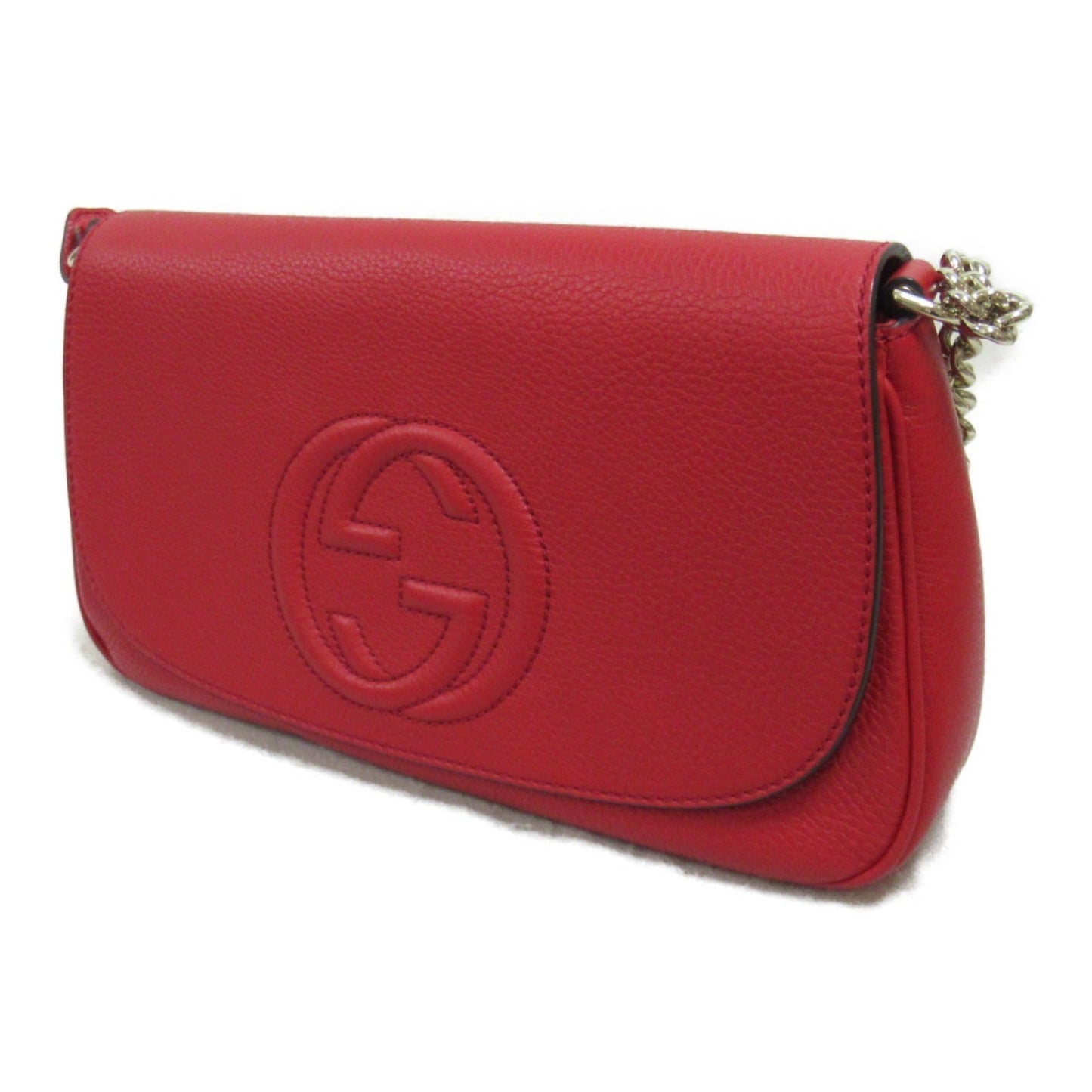 Luxury Gucci Trending 2025 Soho Chain shoulder Bag Shoulder bag Leather Red