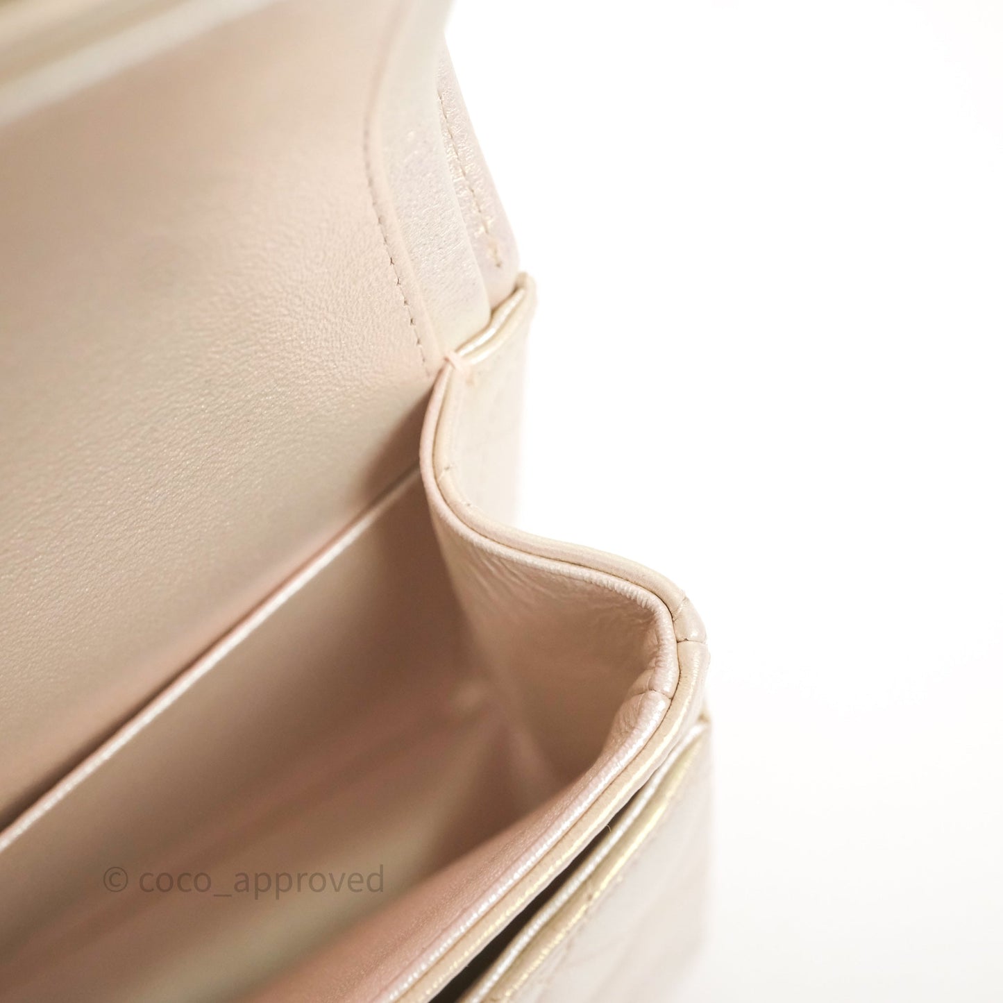 Chanel Classic Medium Double Flap Iridescent Beige Gold Hardware 21S