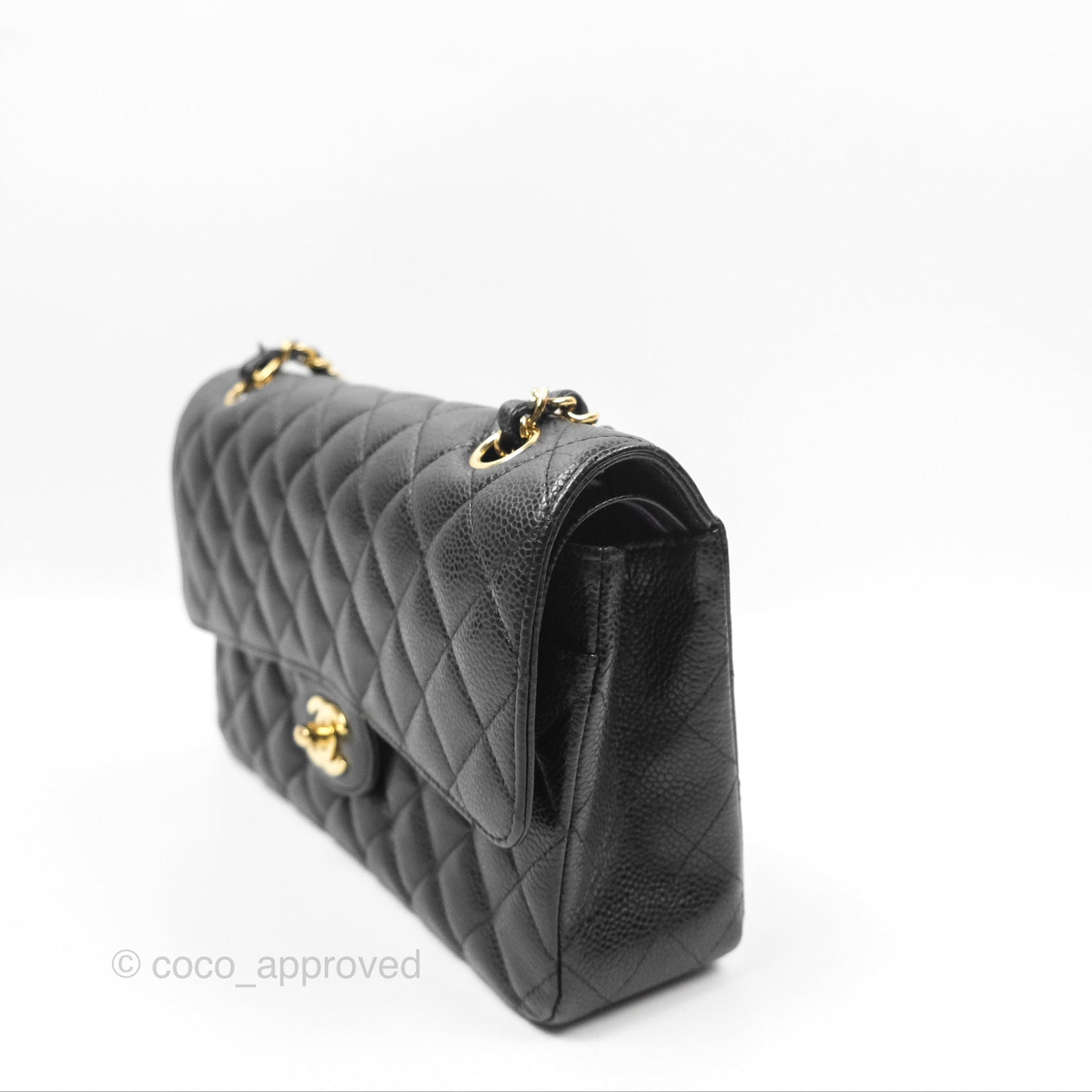Chanel Classic M/L Medium Flap Quilted Black Caviar Gold Hardware