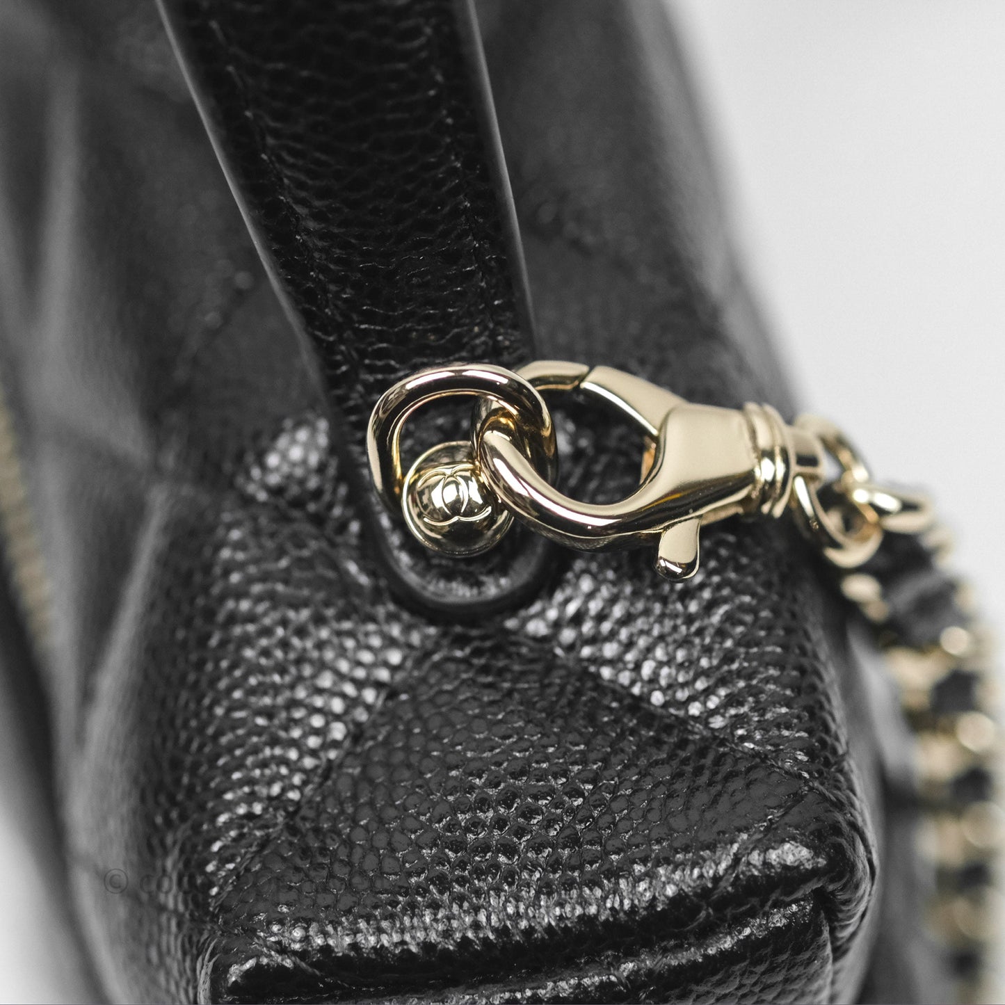 Chanel Quilted Top Handle Vanity with Chain Black Caviar Gold Hardware