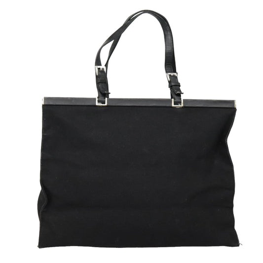 Luxury Prada Tote Bag Canvas Black Silver  91760