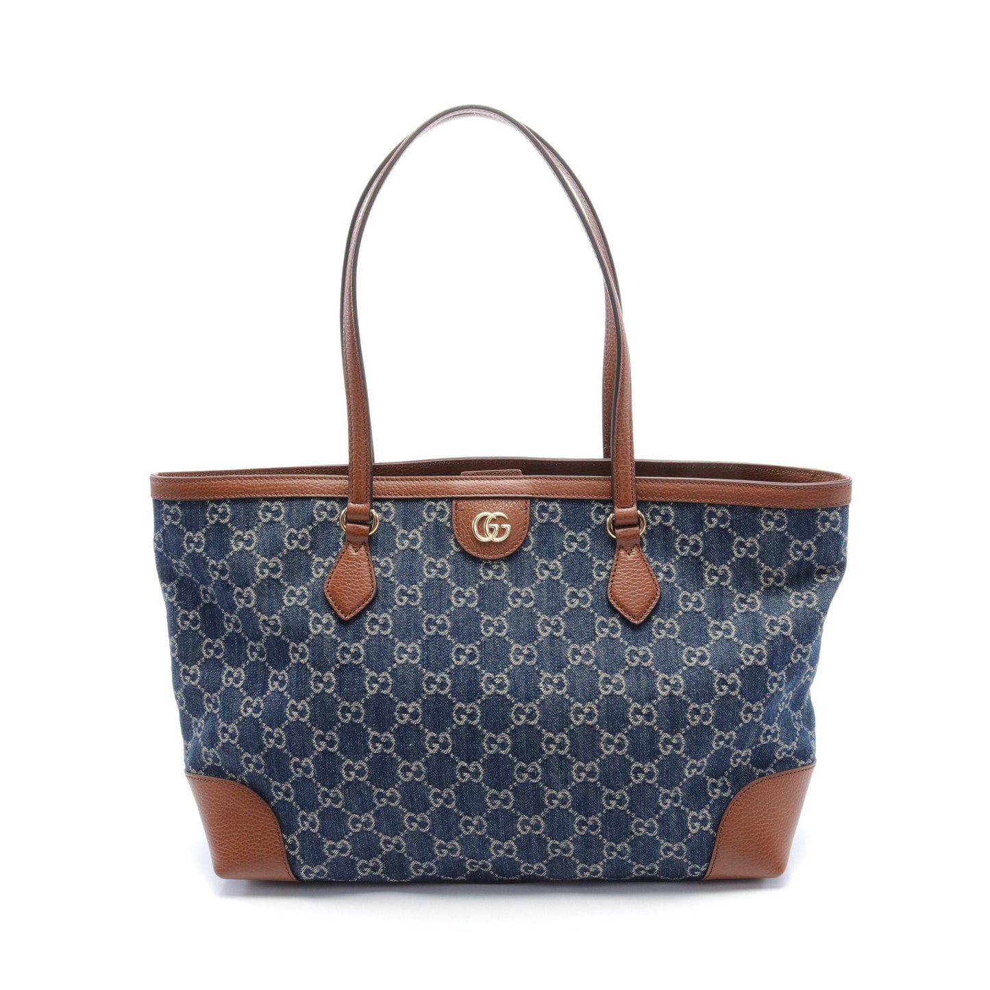 Luxury Gucci Trending 2025 Medium tote GG denim Shoulder bag Tote bag Denim Leather Indigo blue Brown