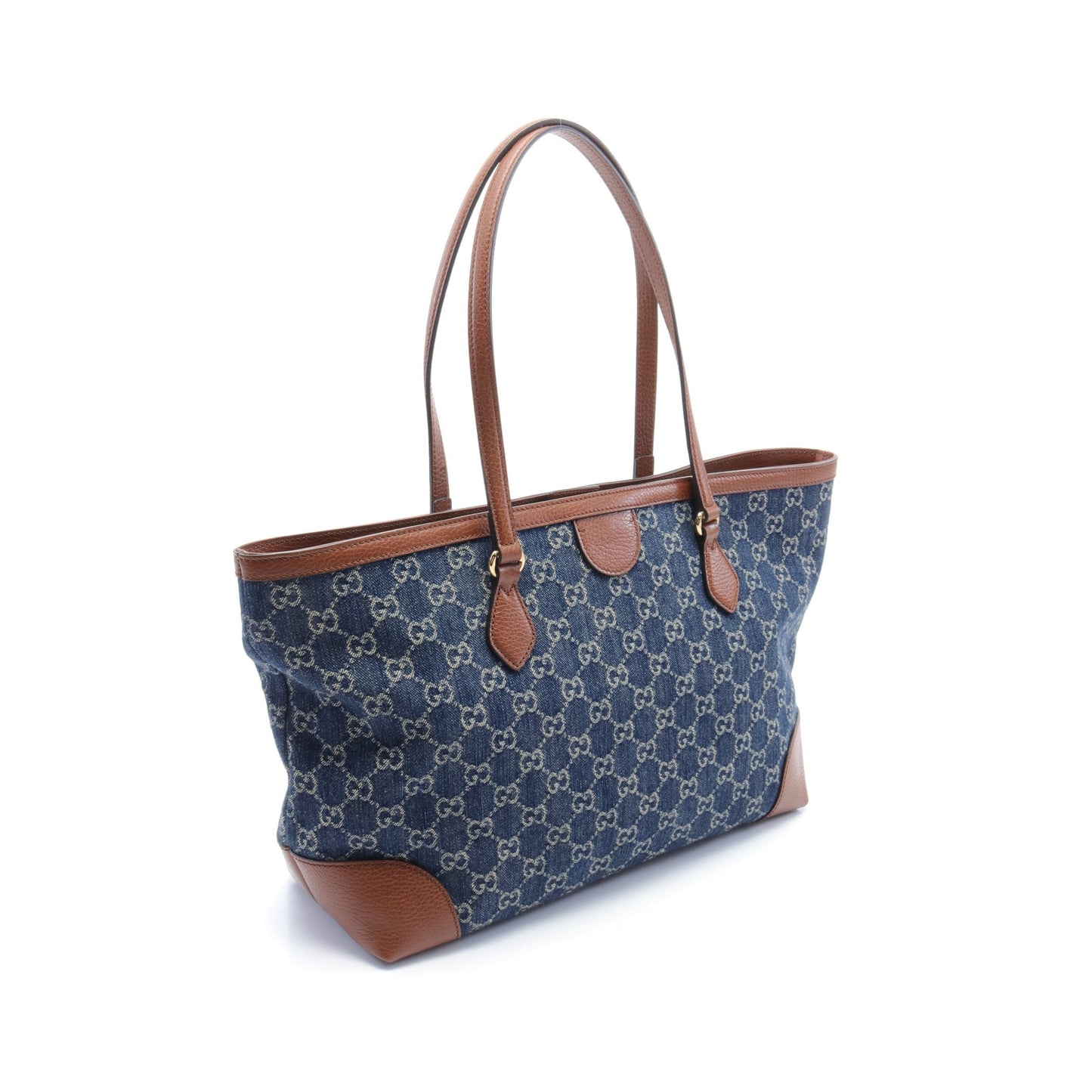 Luxury Gucci Trending 2025 Medium tote GG denim Shoulder bag Tote bag Denim Leather Indigo blue Brown