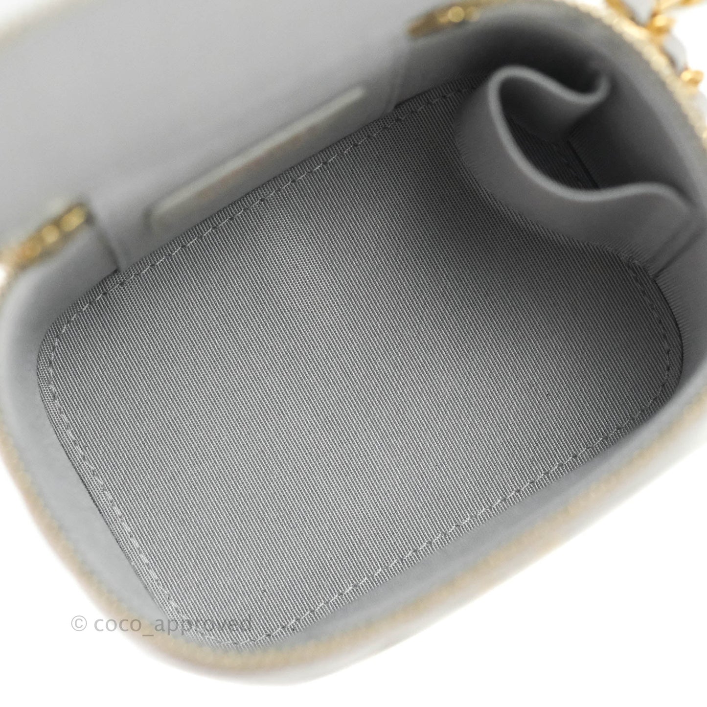 Chanel Small Vanity With Chain Grey Lambskin Aged Gold Hardware
