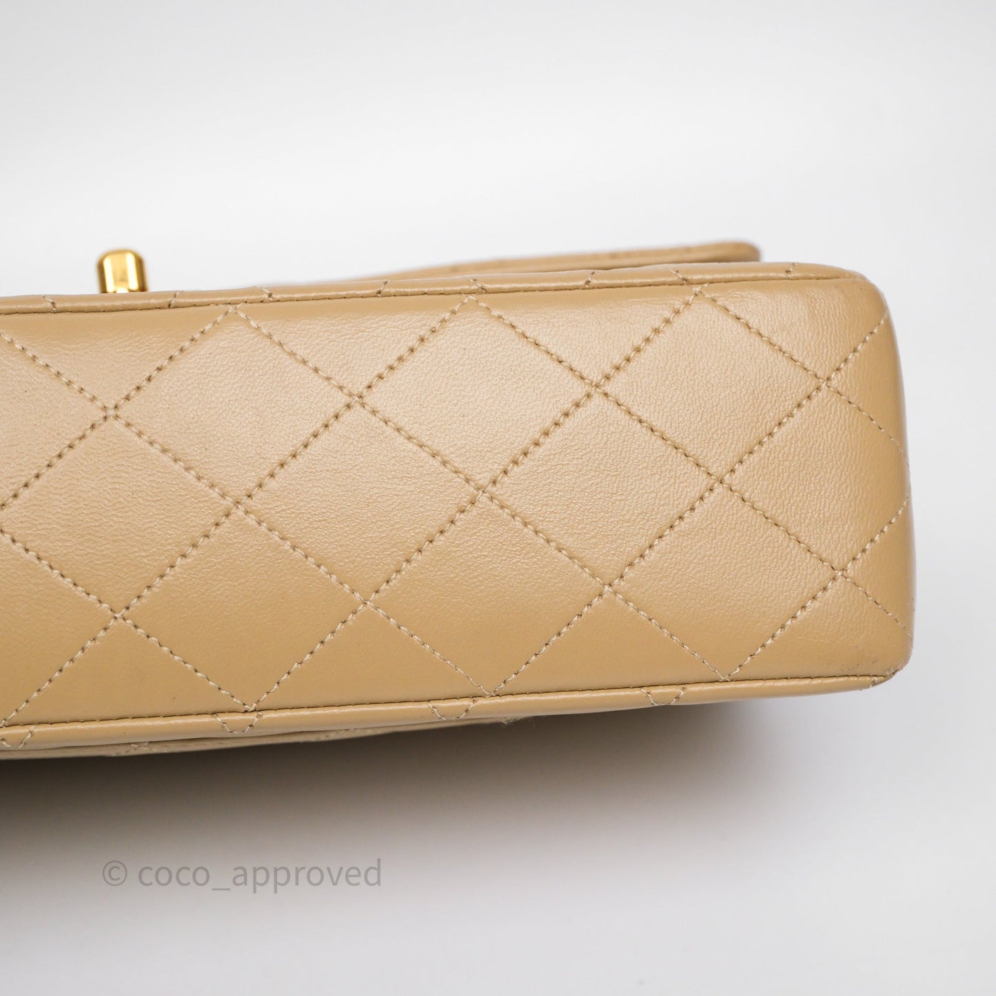 Chanel Vintage Medium Classic Flap Beige Lambskin 24K Gold Hardware