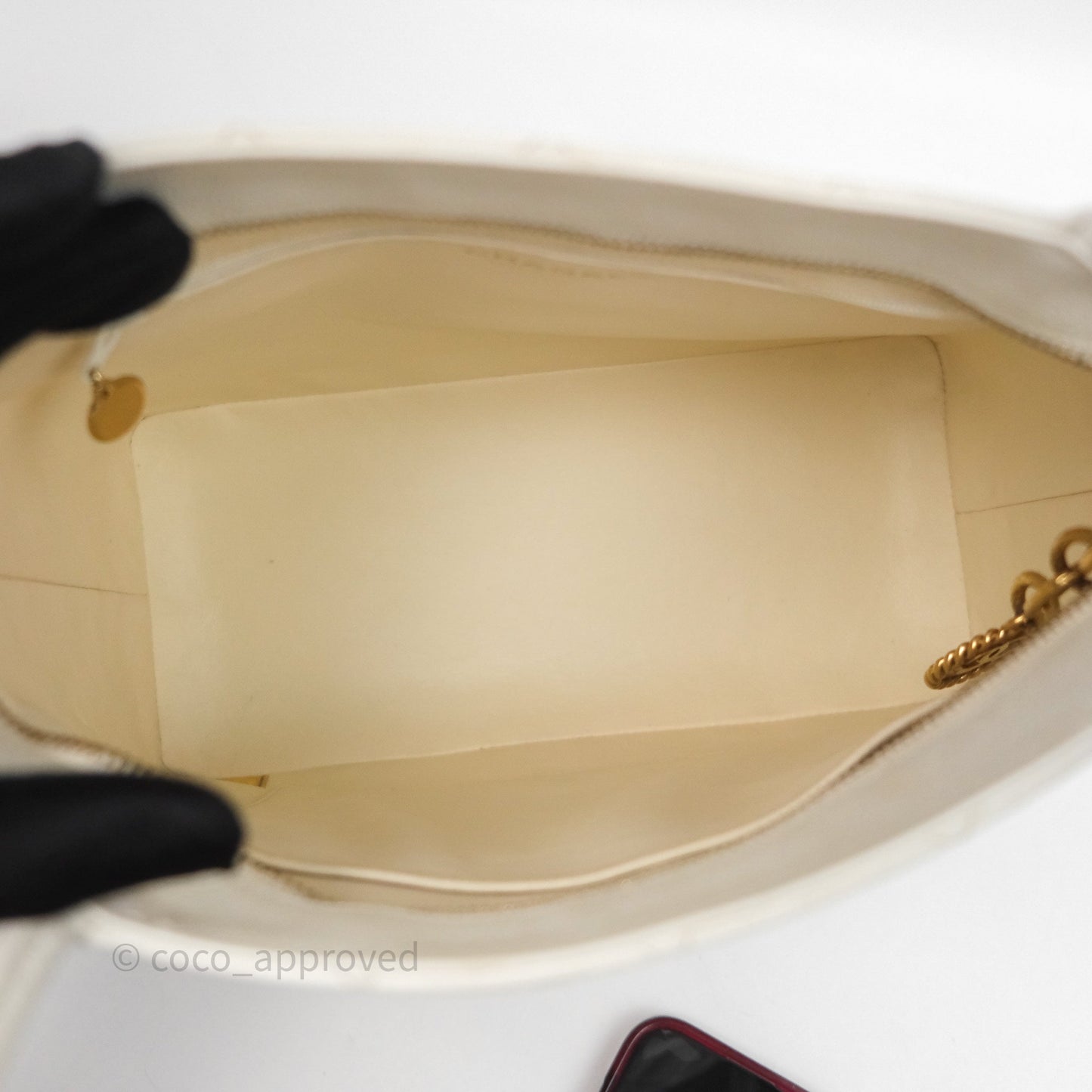 Chanel Vintage Medallion CC White Caviar Tote Bag Gold Hardware