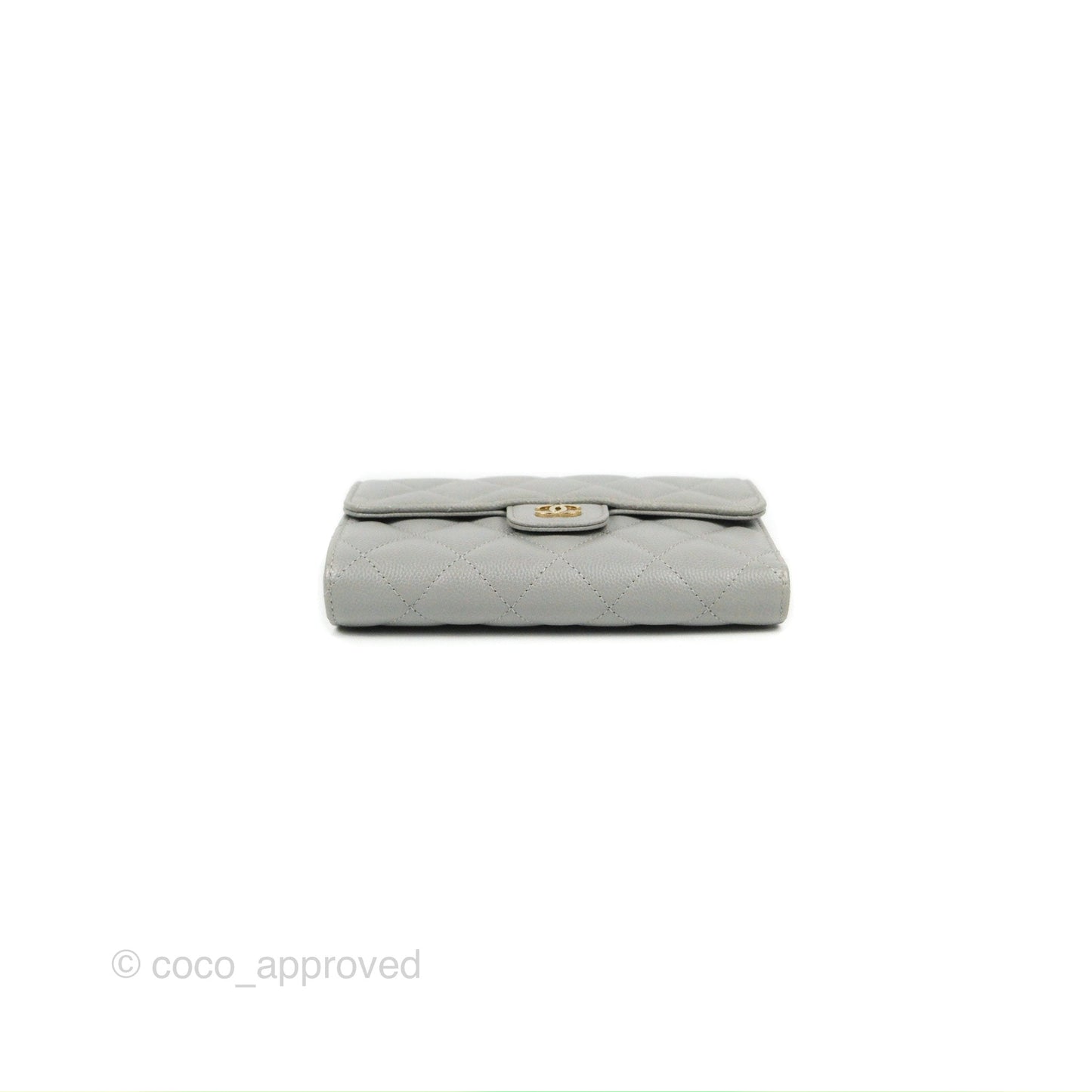 Chanel Quilted Medium Flap Wallet Grey Caviar Gold Hardware