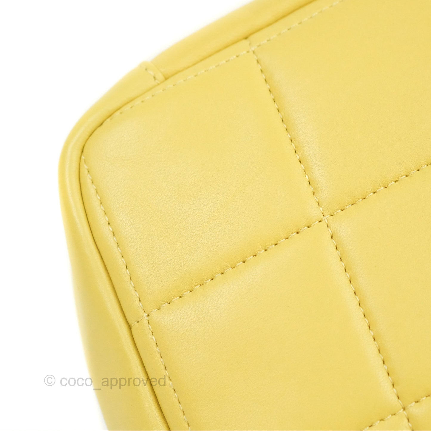 Chanel Small Quilted Diamond Cut Bag Yellow Lambskin Aged Gold Hardware