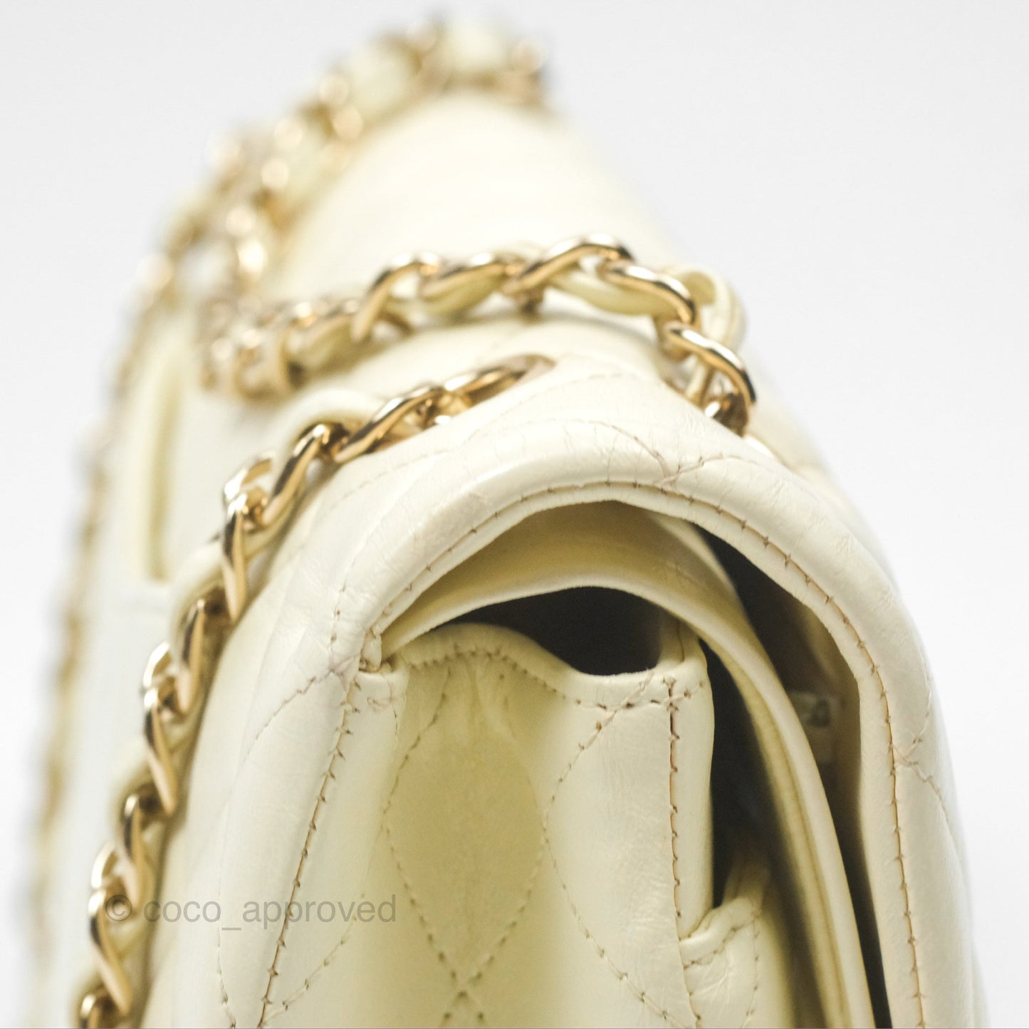 Chanel Medium Classic Flap Quilted Pale Yellow Lambskin Gold Hardware