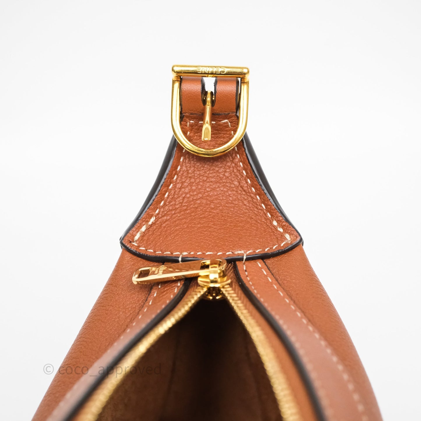 Celine Mini Romy Shoulder Bag Tan Calfskin Gold Hardware