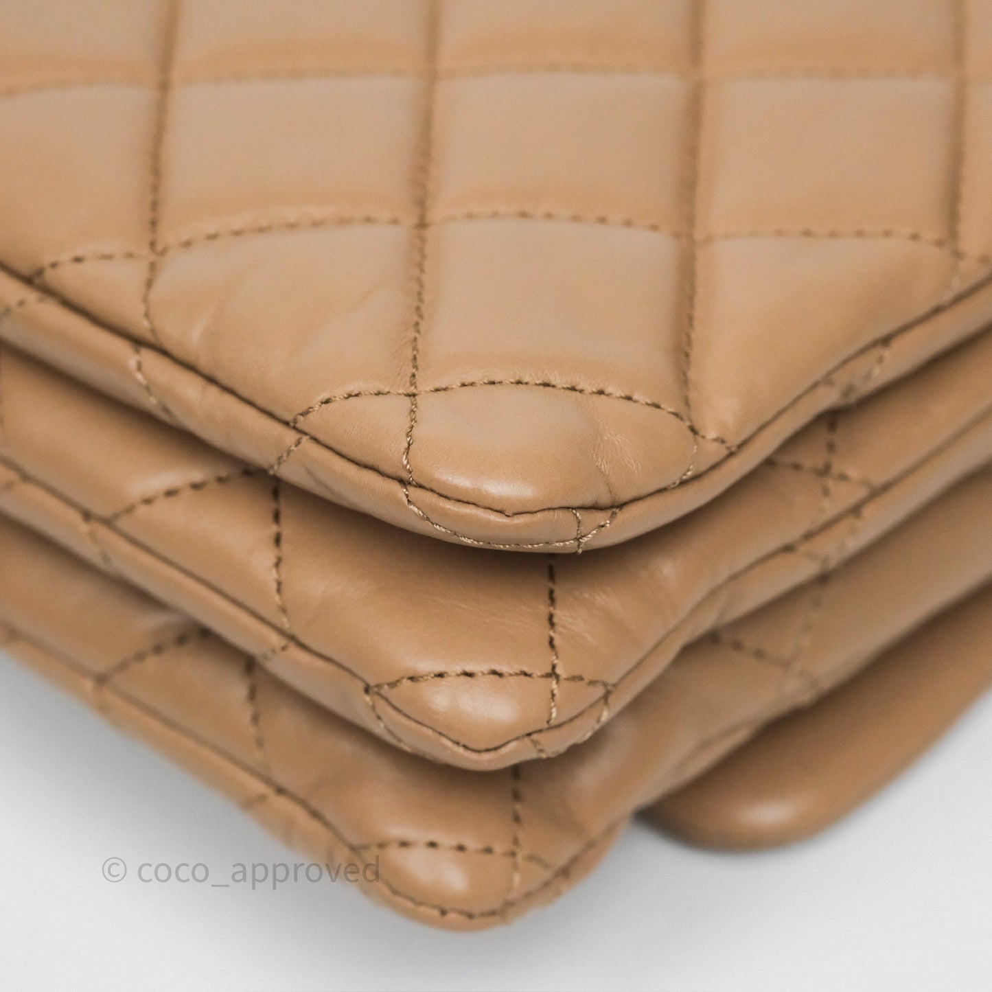Chanel Medium All Slide Adjustable Chain Flap Bag Beige Lambskin Aged Gold Hardware