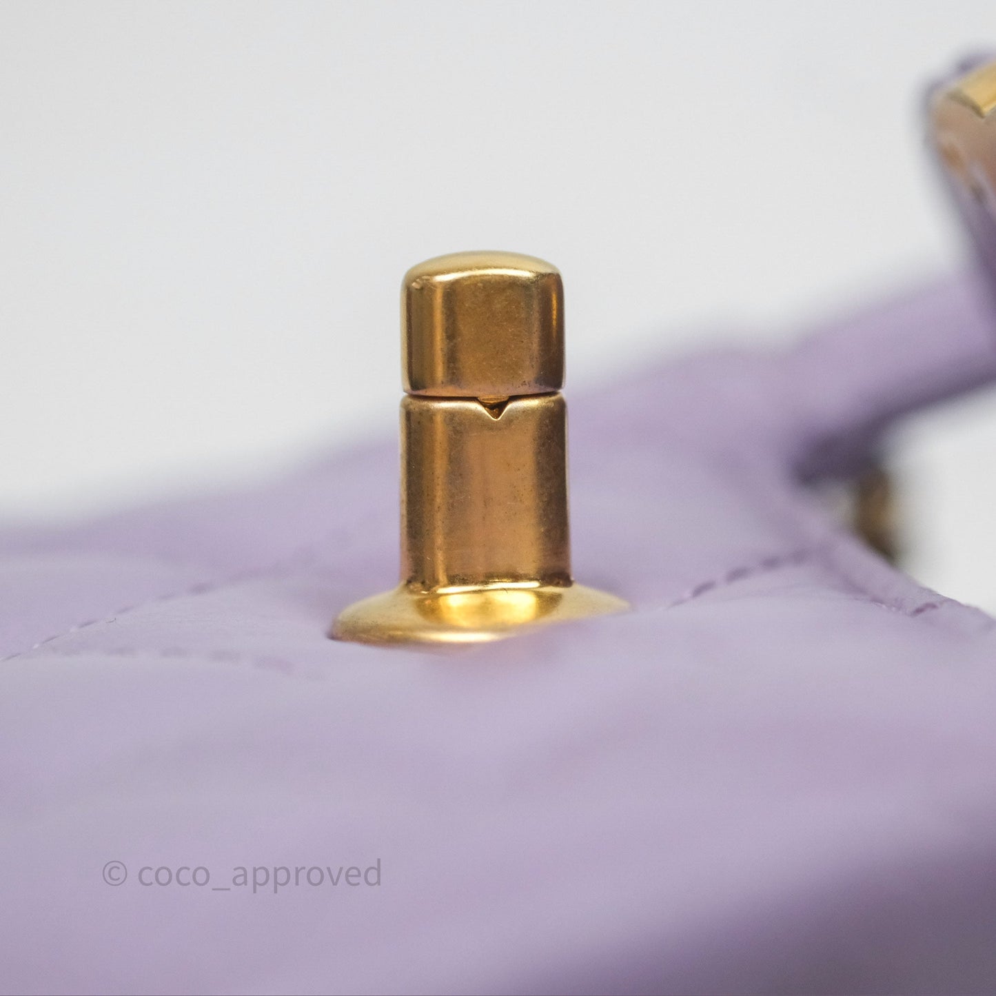 Chanel Mini Nano Kelly Bag Purple Shiny Calfskin Aged Gold Hardware