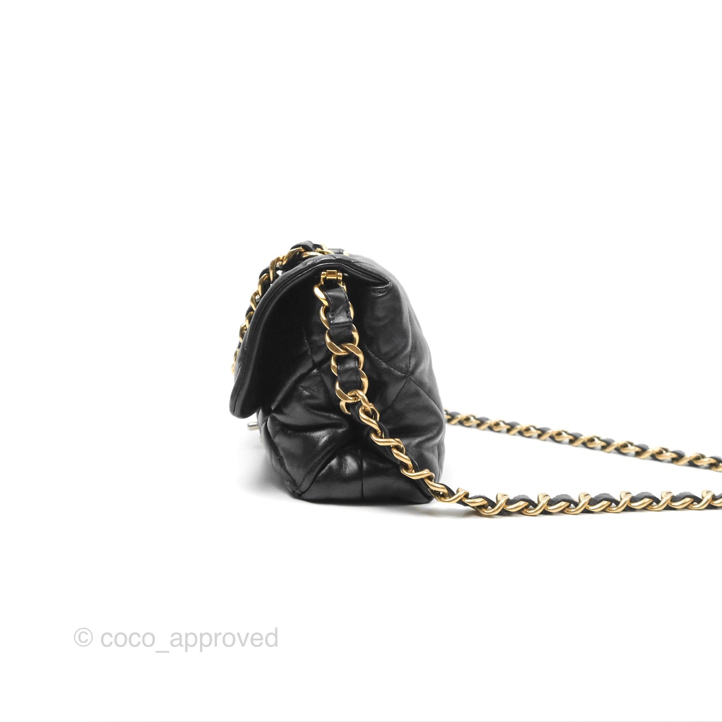 Chanel Chain Handle Flap Bag Black Goatskin Gold Hardware
