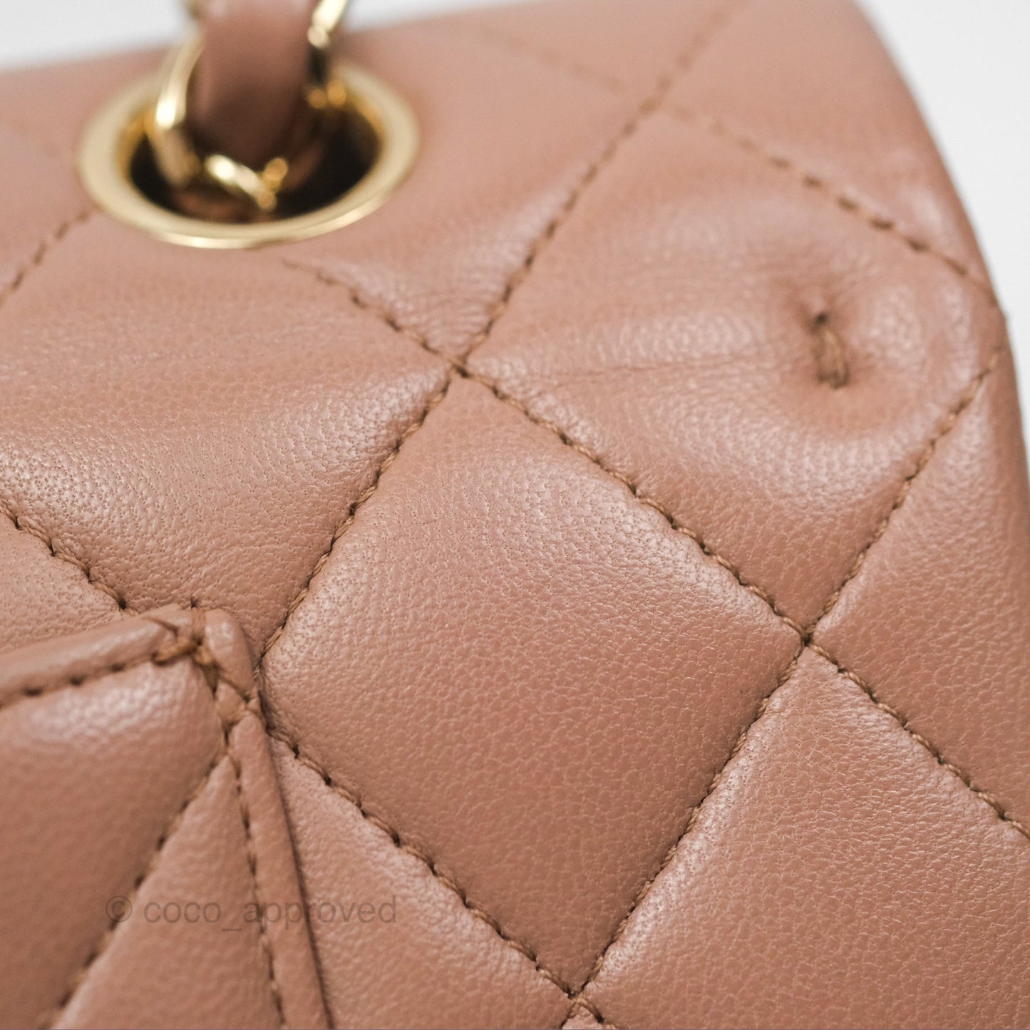 Chanel Classic M/L Medium Flap Quilted Dark Beige Lambskin Gold Hardware