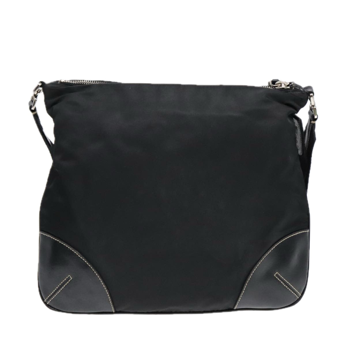 Luxury Prada Shoulder Bag Nylon Leather Black Silver  91835
