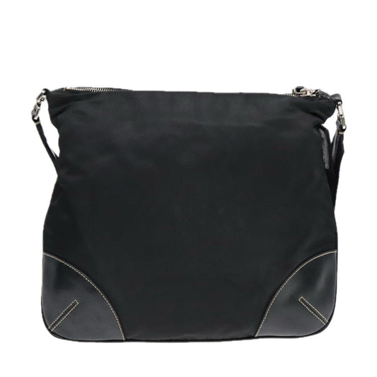 Luxury Prada Shoulder Bag Nylon Leather Black Silver  91835
