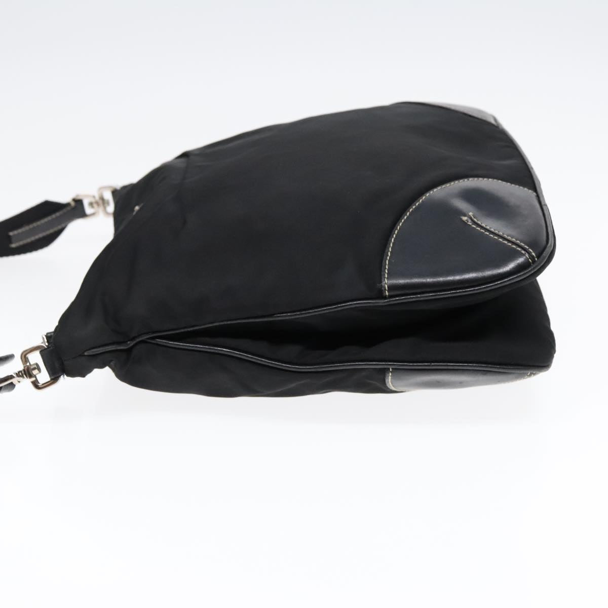 Luxury Prada Shoulder Bag Nylon Leather Black Silver  91835
