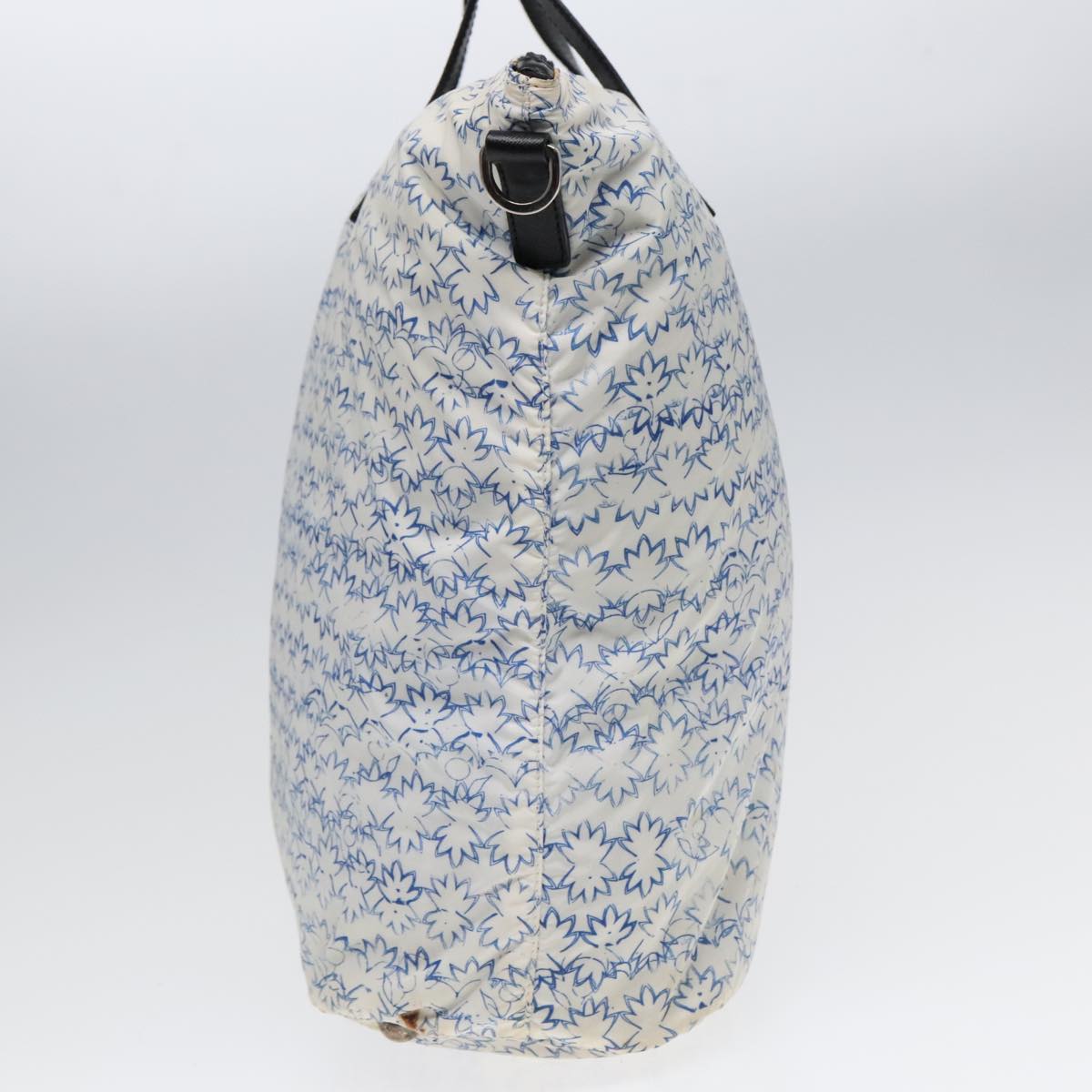 Luxury Prada Tote Bag Nylon Leather White Navy Silver  91837