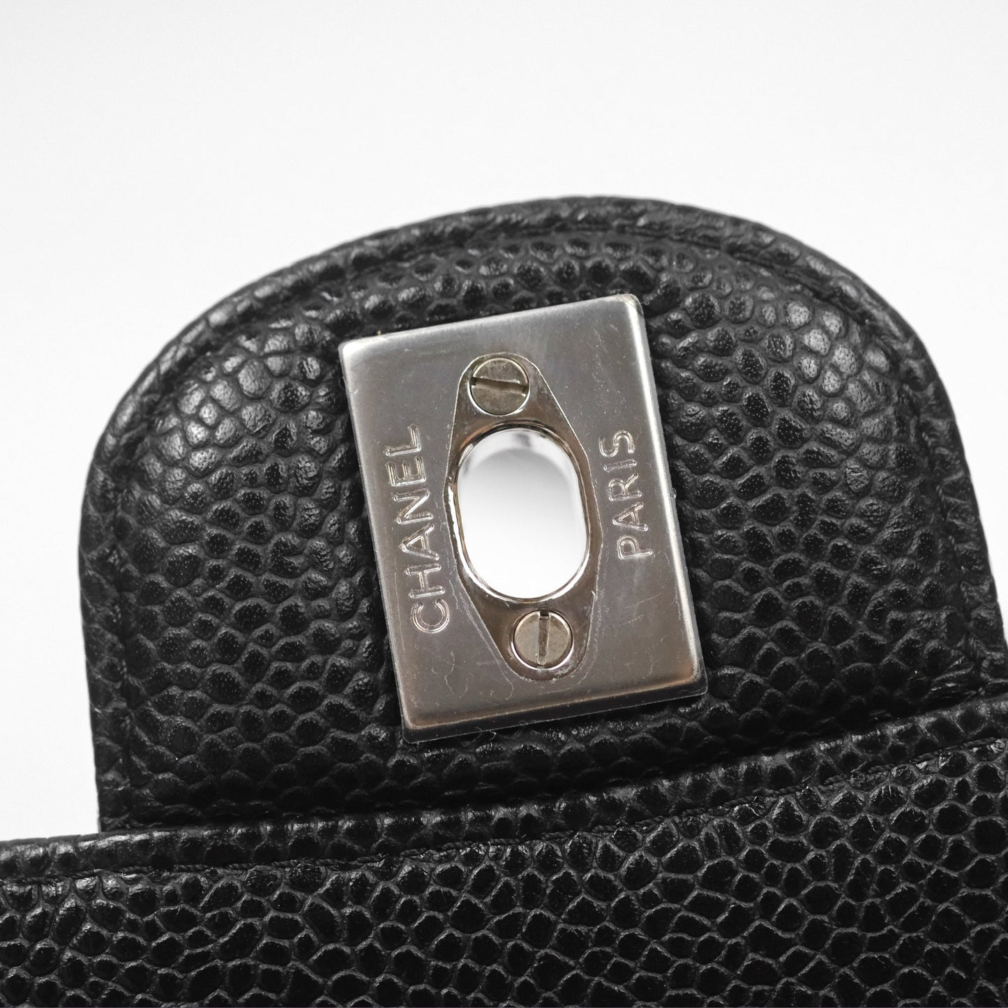Chanel Classic M/L Medium Flap Quilted Black Caviar Silver Hardware