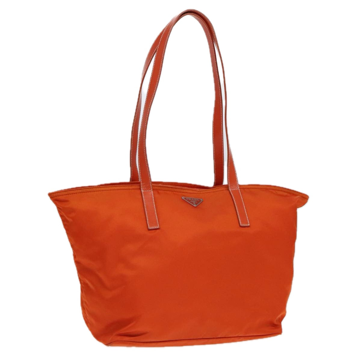 Luxury Prada Tote Bag Nylon Leather Orange Silver  91856