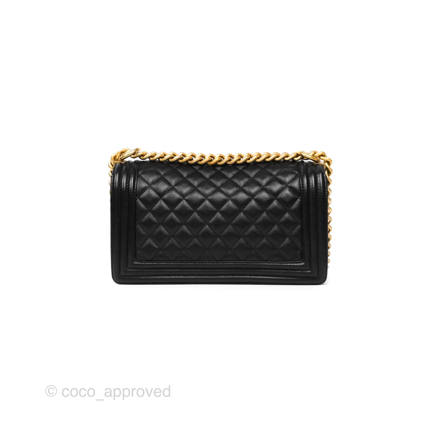 Chanel Medium Boy Quilted Black Caviar Aged Gold Hardware