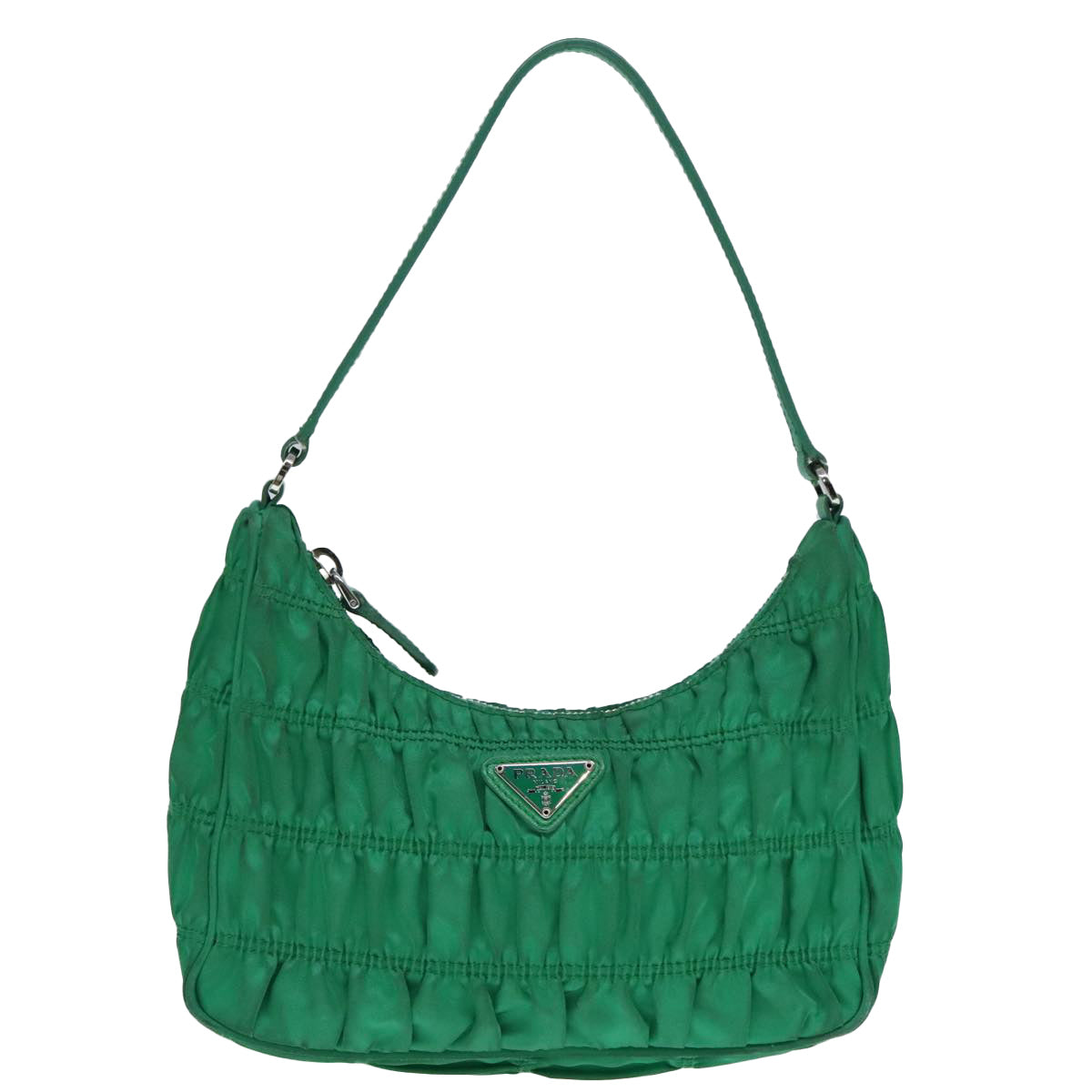 Luxury Prada Accessory Pouch Nylon Green Silver  91870