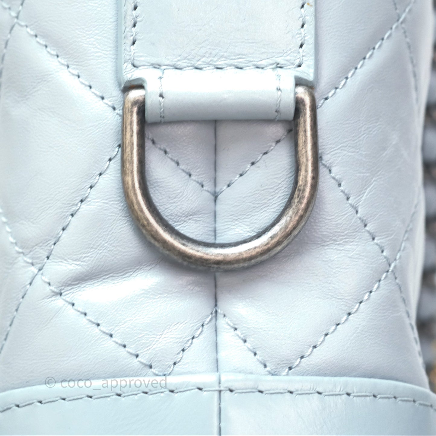 Chanel Small Gabrielle Hobo Quilted Light Blue Aged Calfskin