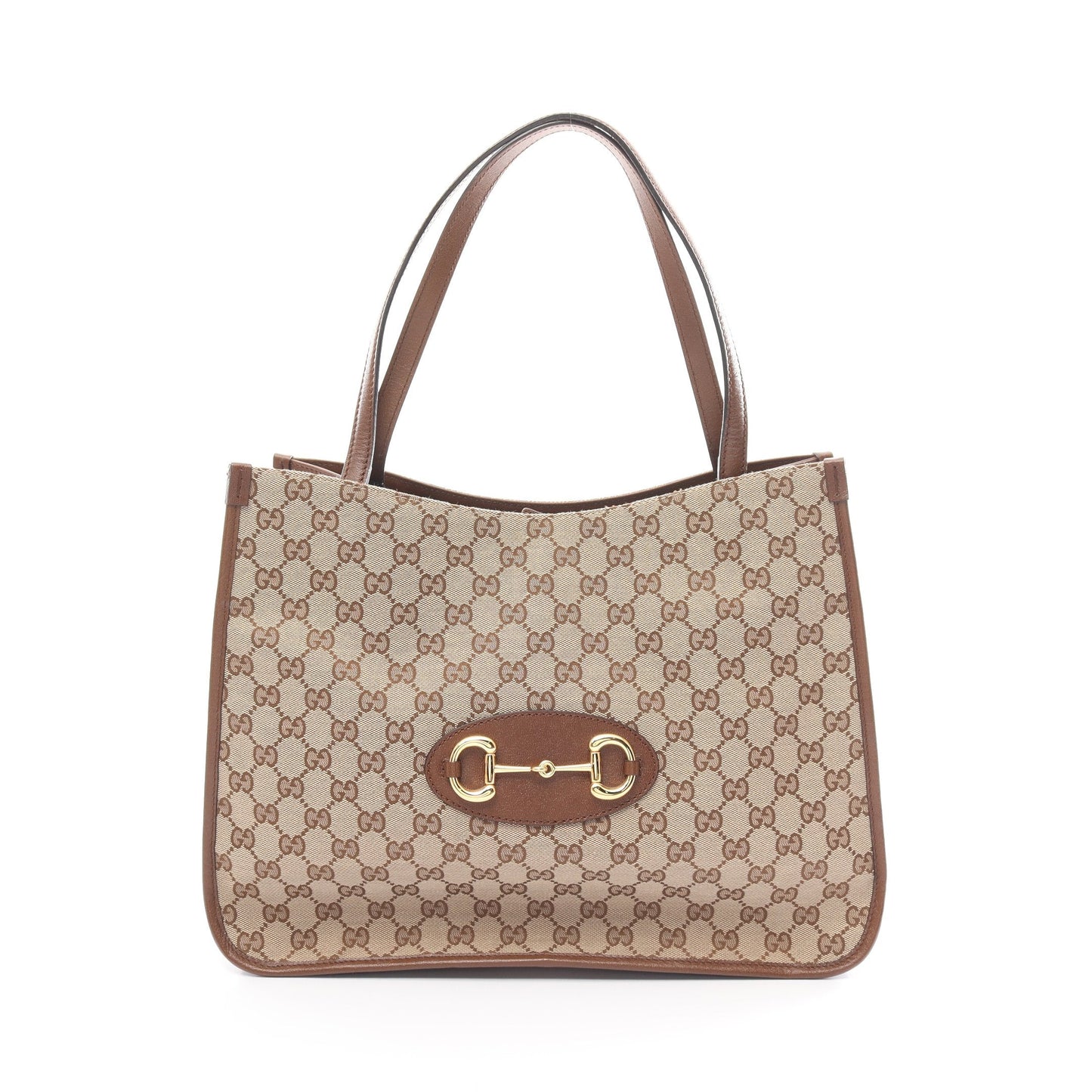 Luxury Gucci Trending 2025 Horsebit GG canvas Shoulder bag Tote bag Canvas Leather Beige Brown