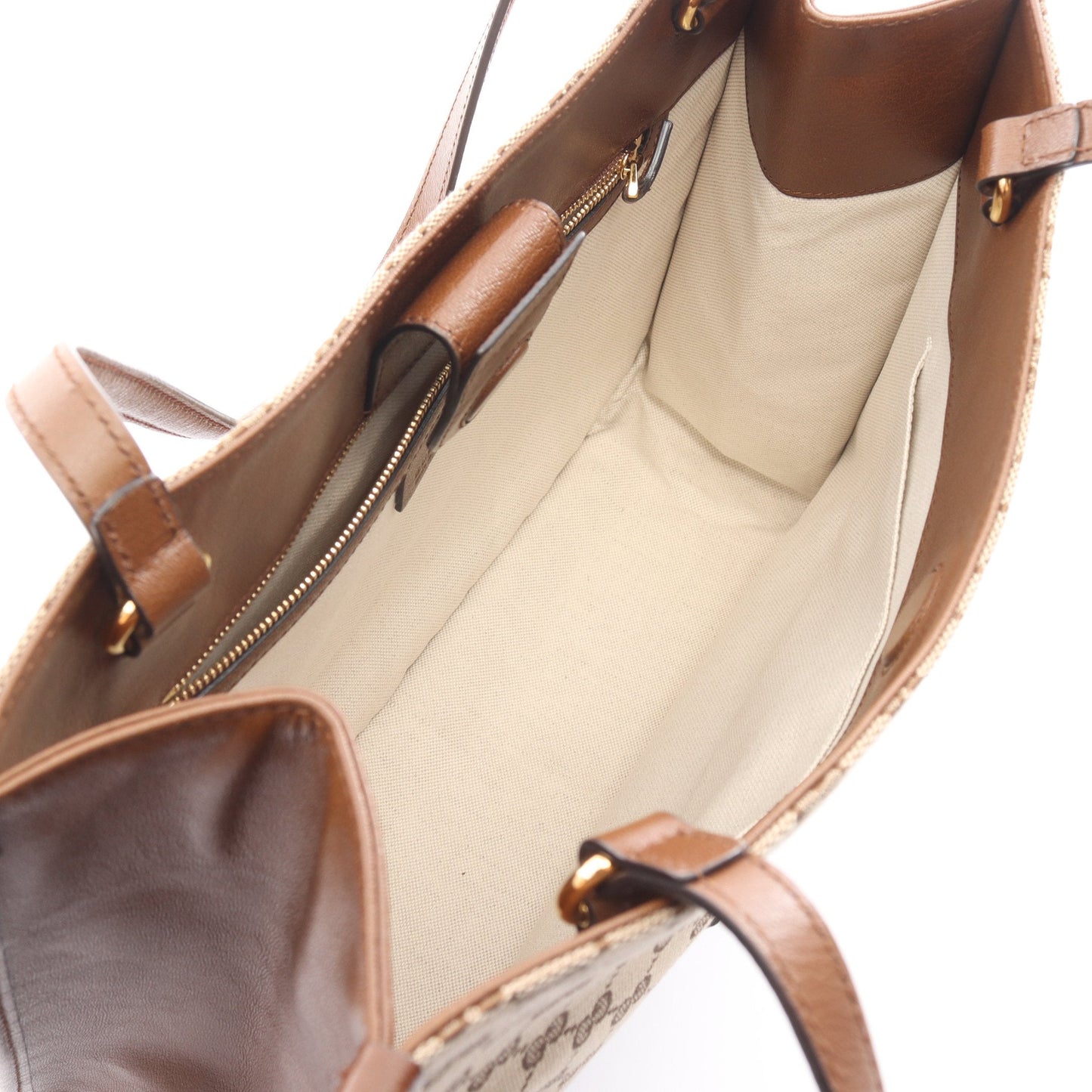 Luxury Gucci Trending 2025 Horsebit GG canvas Shoulder bag Tote bag Canvas Leather Beige Brown