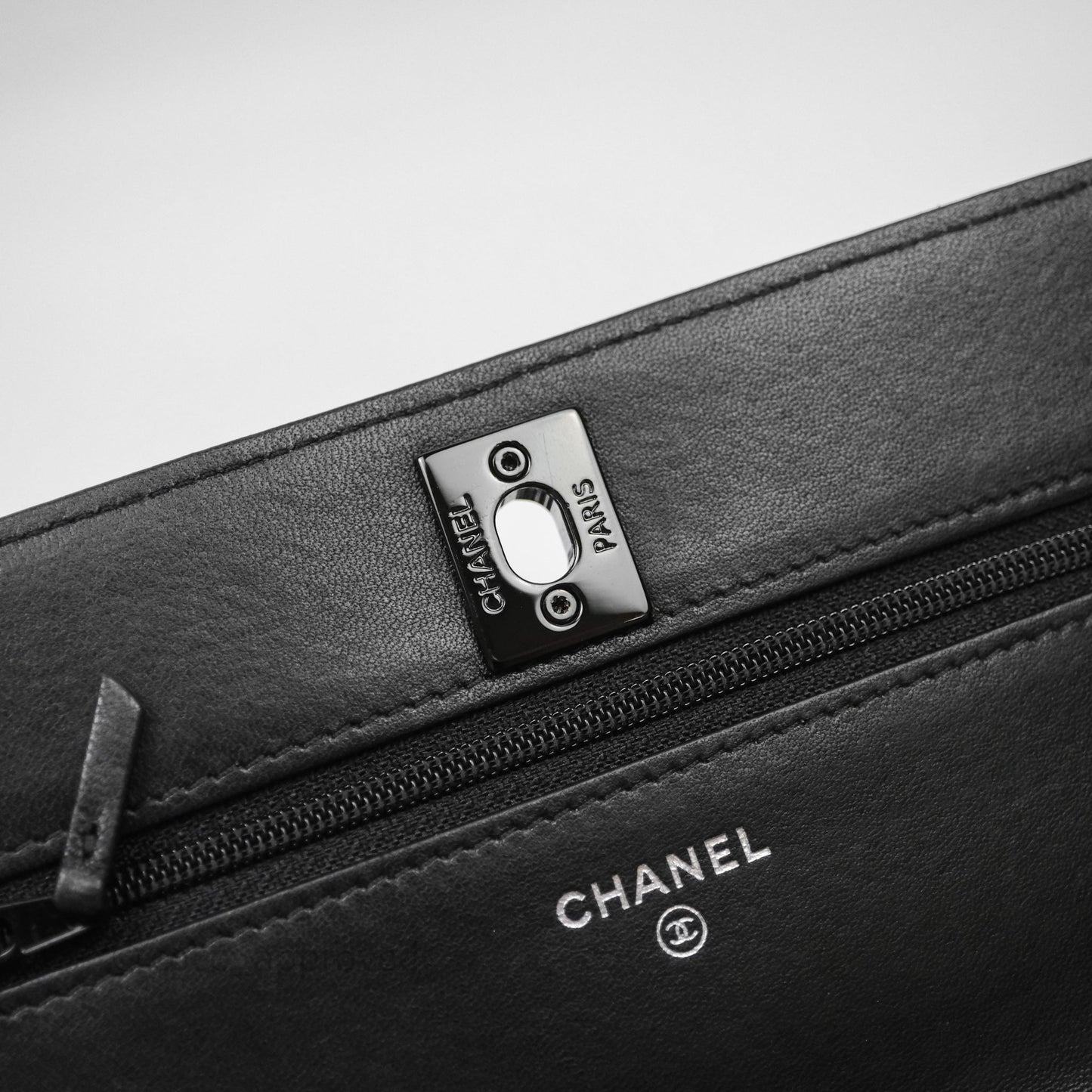 Chanel Quilted Trendy CC WOC Wallet On Chain So Black Lambskin