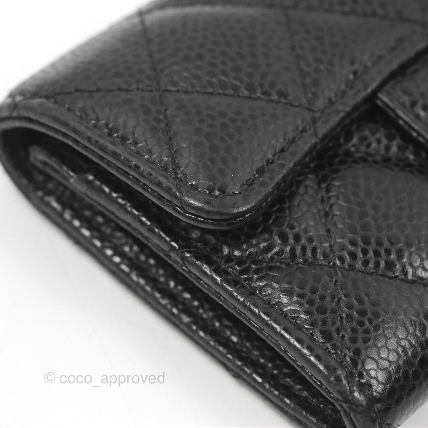 Chanel Classic Quilted Flap Card Holder Black Caviar Gold Hardware