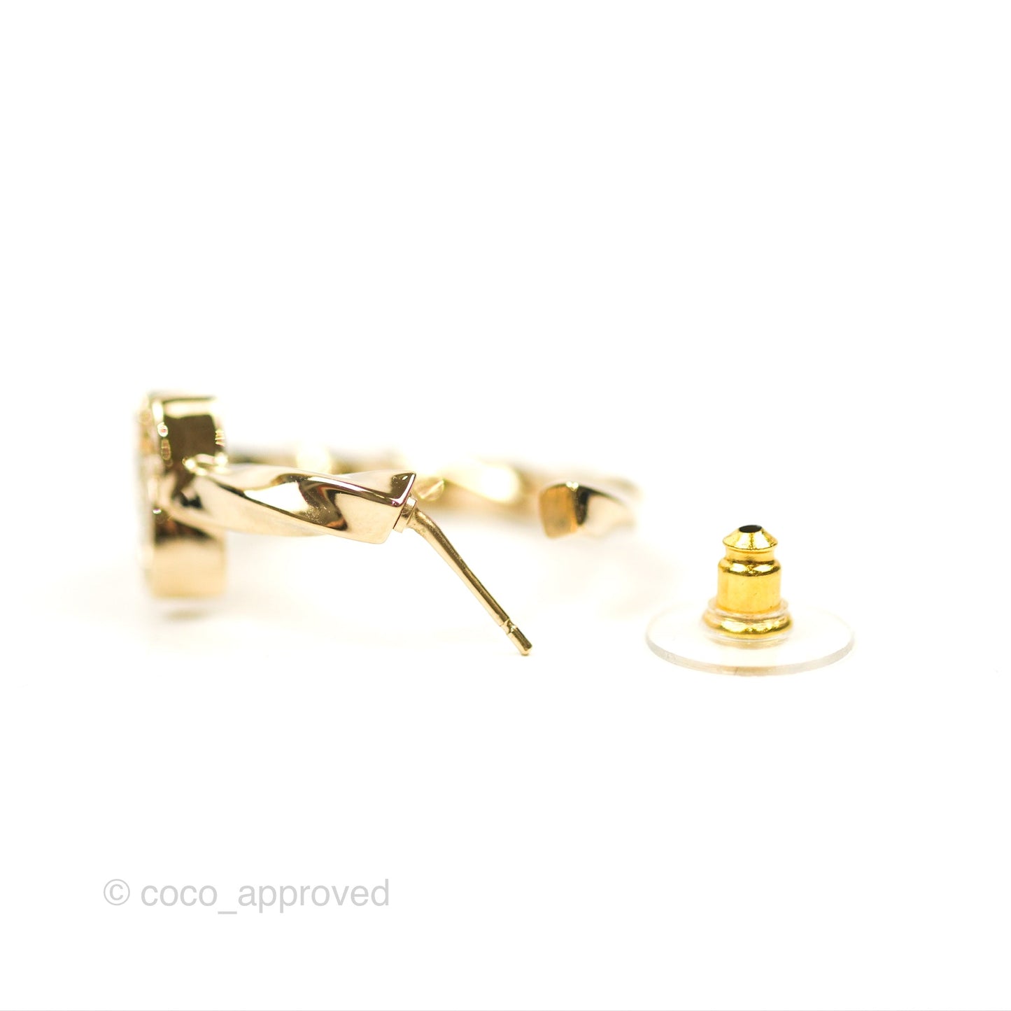 Chanel CC Crystal Twist Hoop Earrings Gold Tone 23B