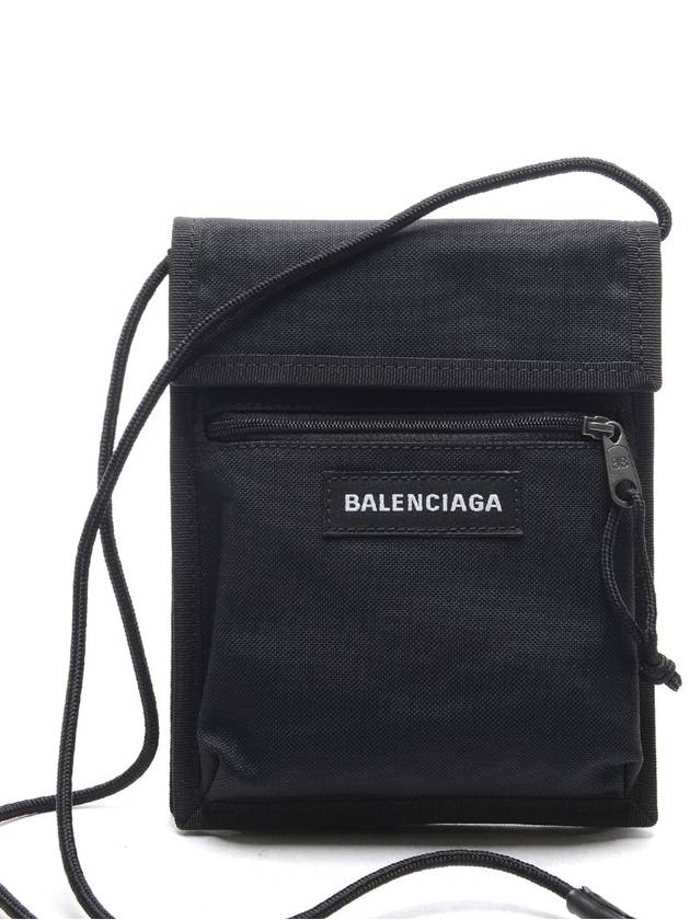 Luxury Balenciaga Logo Nylon Cross Bag Black