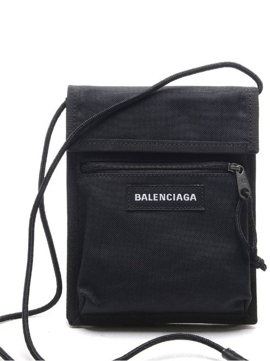 Luxury Balenciaga Logo Nylon Cross Bag Black