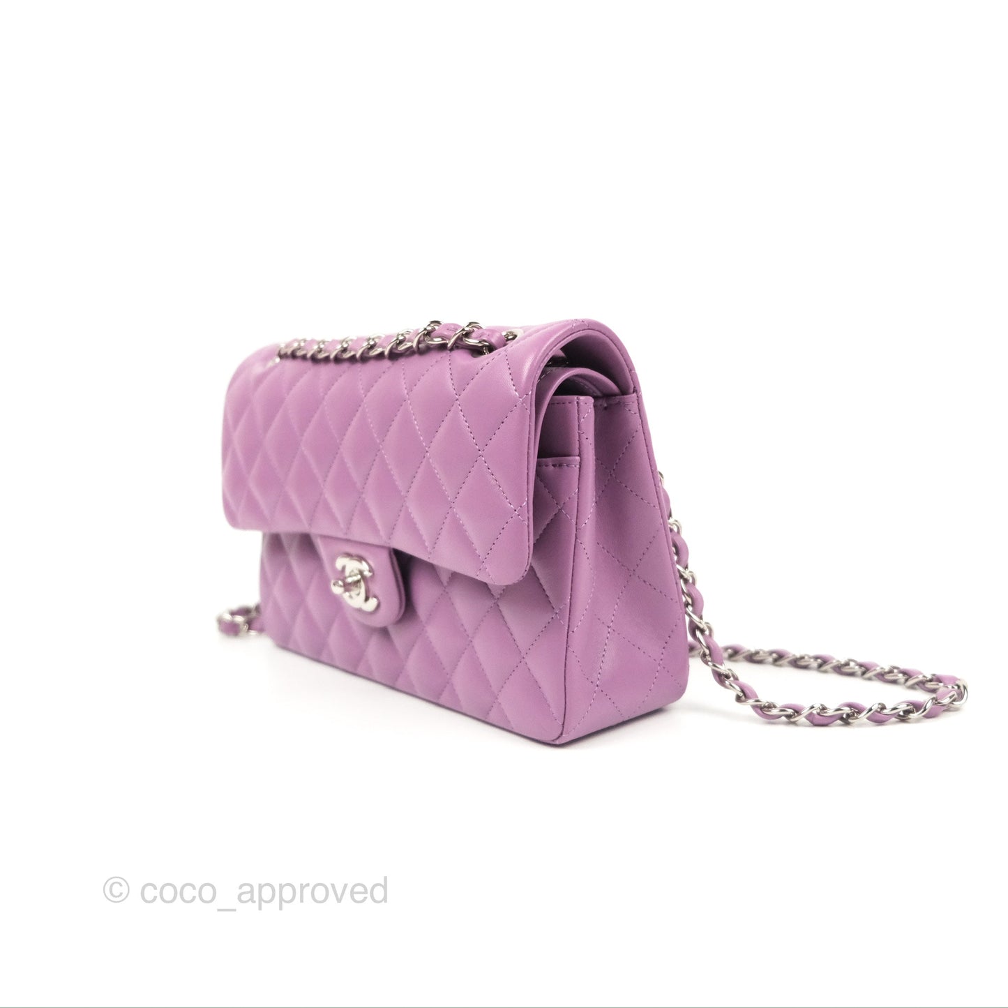 Chanel Small Classic Quilted Flap Purple Lambskin Silver Hardware