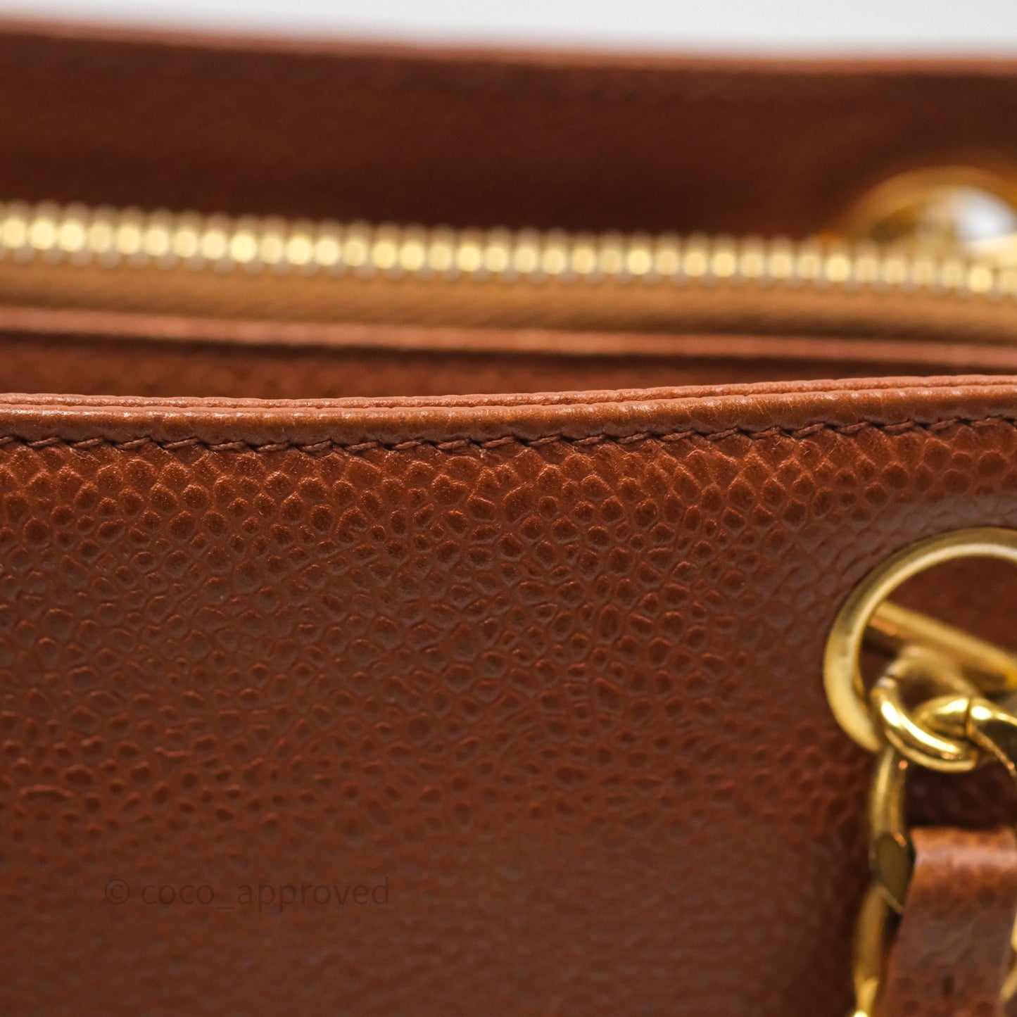 Chanel Vintage Tote Caramel Caviar 24K Gold Hardware