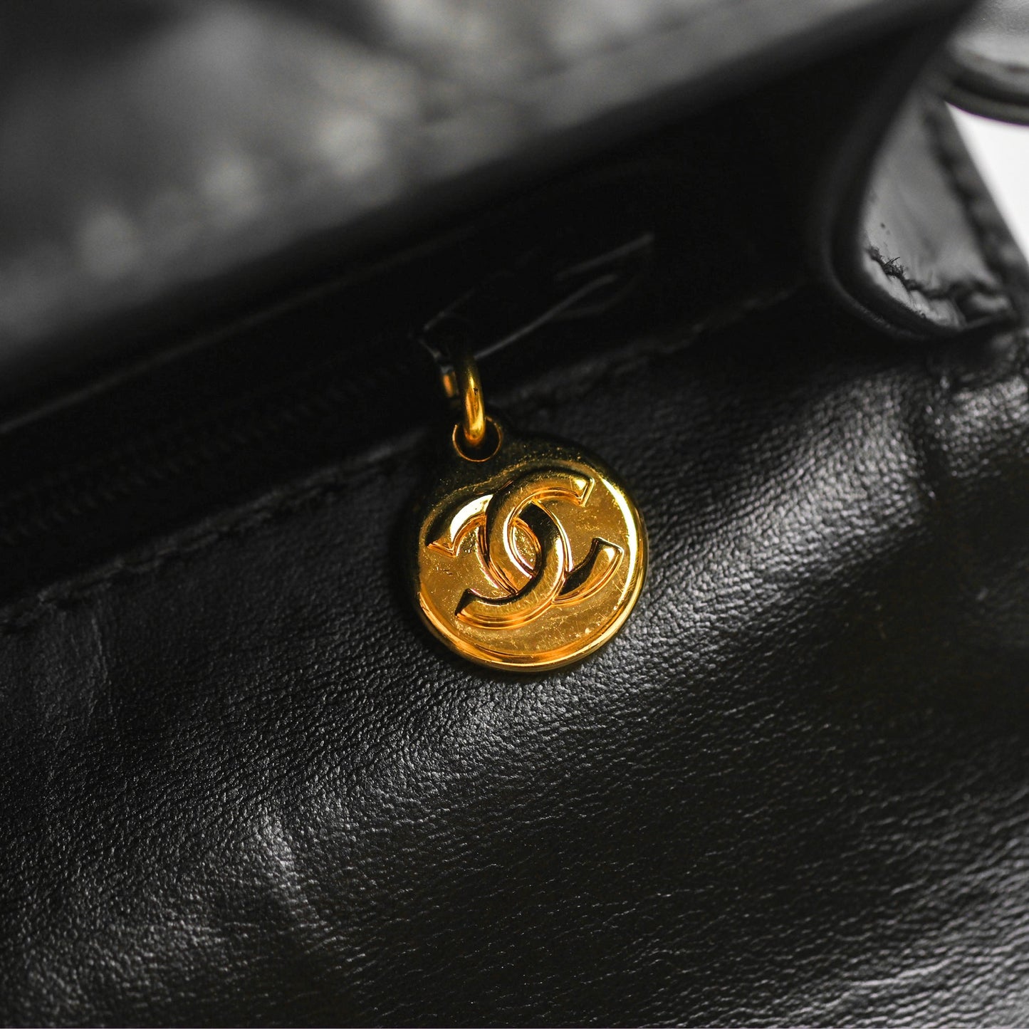Chanel Vintage Flap Shoulder Bag Black Patent 24K Gold Hardware