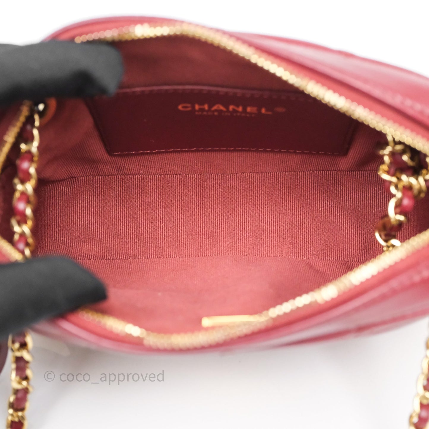 Chanel Small Camera Bag Burgundy Lambskin Gold Hardware