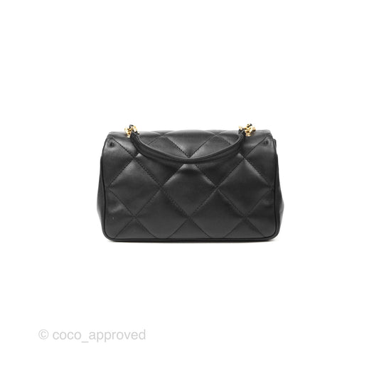Chanel Small Coco Lady Quilted Flap Bag With Top Handle Black Calfskin Gold Hardware