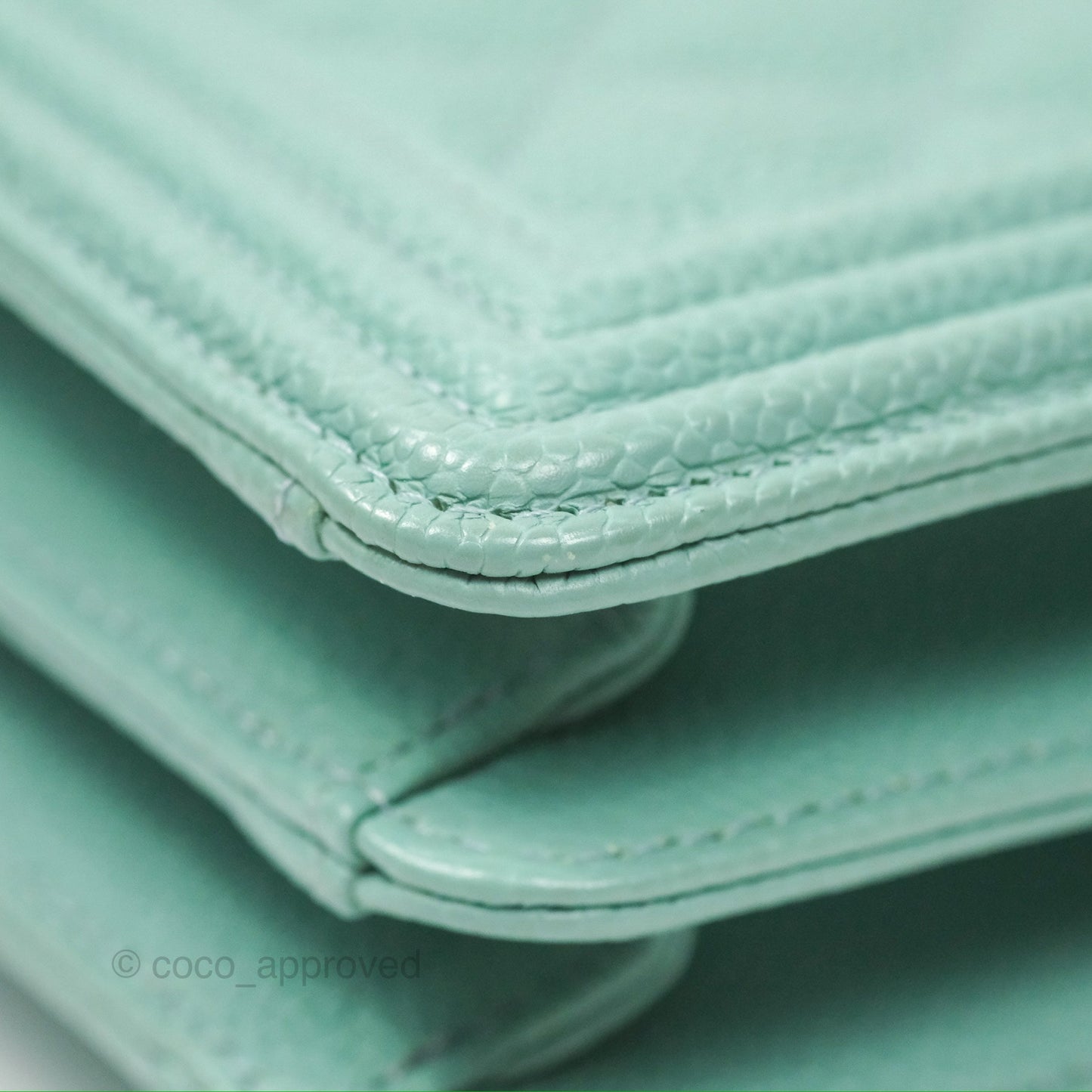 Chanel Quilted North South Boy Flap Tiffany Green Caviar Gold Hardware